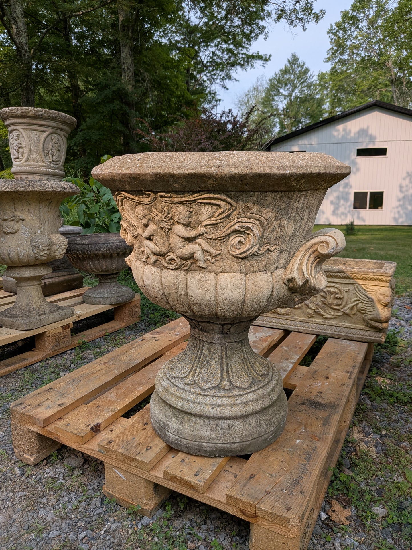 Pair of British Cast Stone Planters / Jardinieres