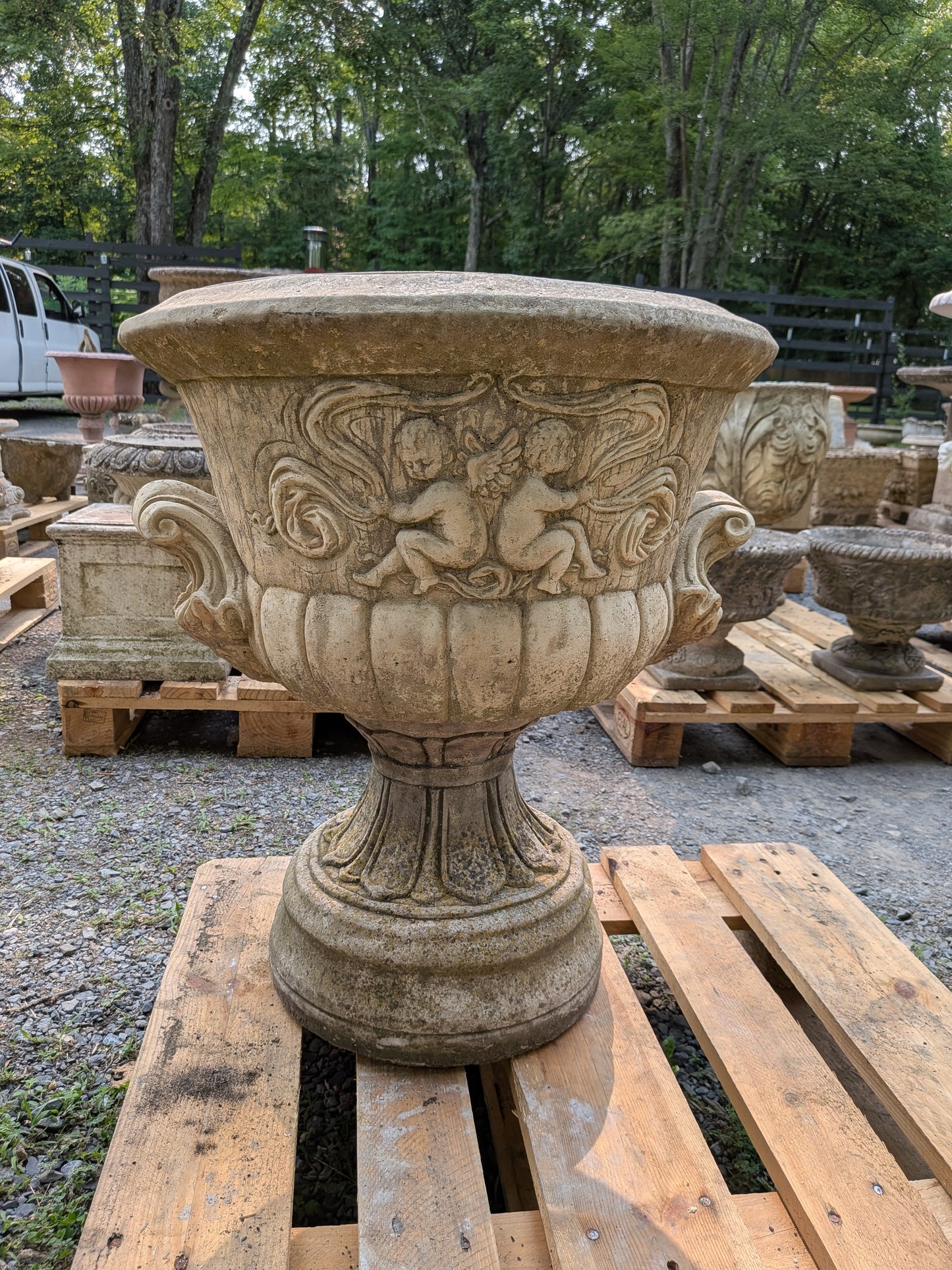 Pair of British Cast Stone Planters / Jardinieres