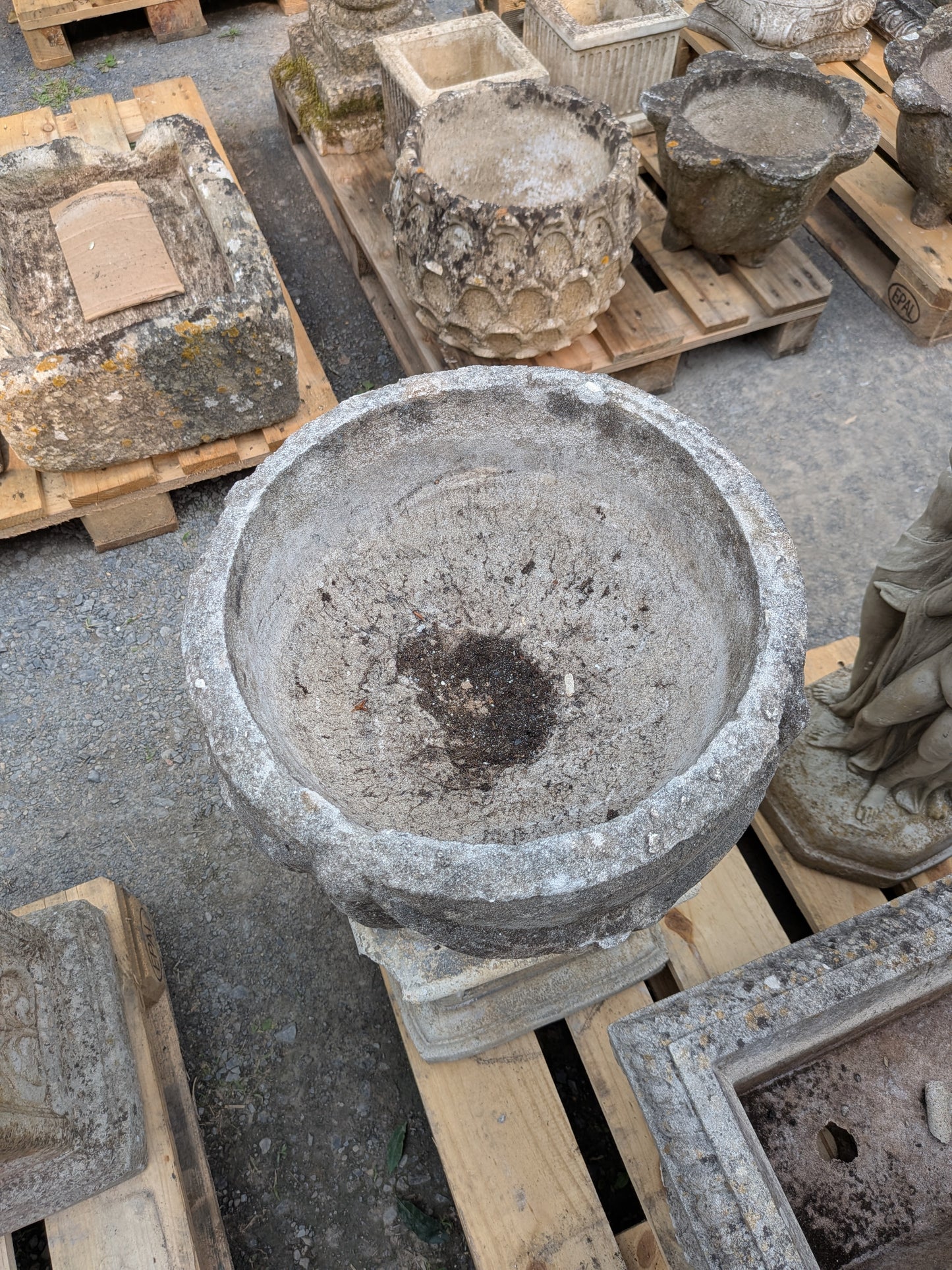 Pair of British Cast Stone Planters / Jardinieres on Plinths