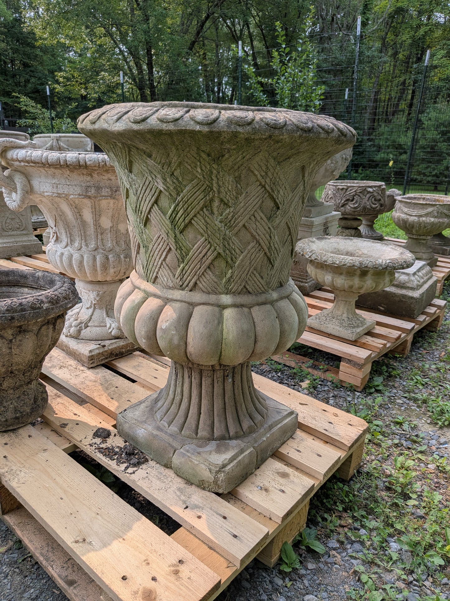British Cast Stone Planter / Jardiniere with Plinth
