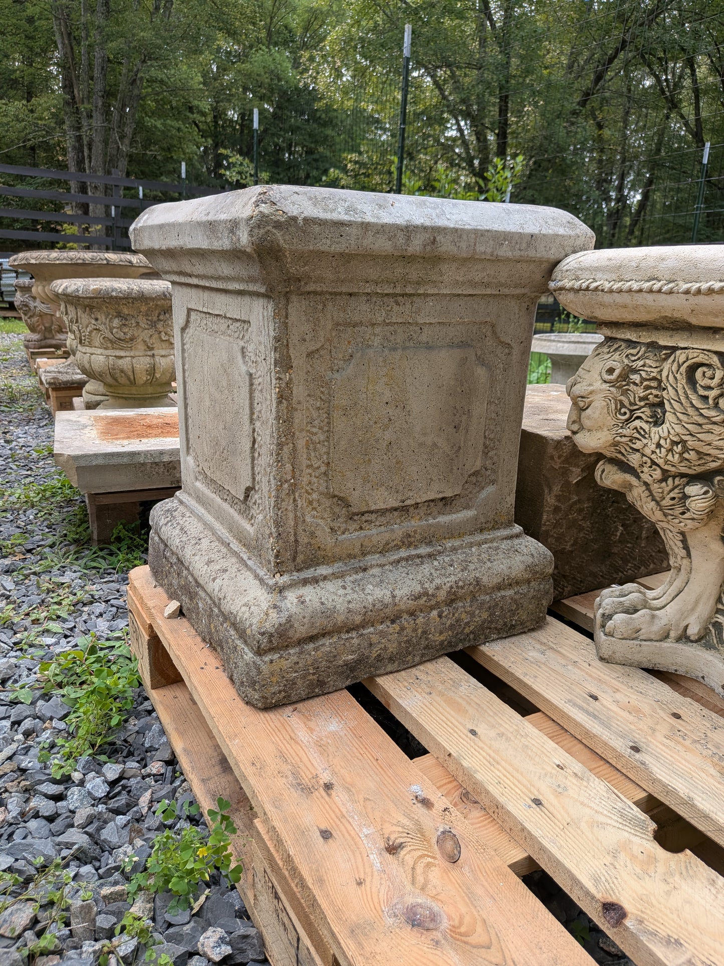 British Cast Stone Planter / Jardiniere with Plinth