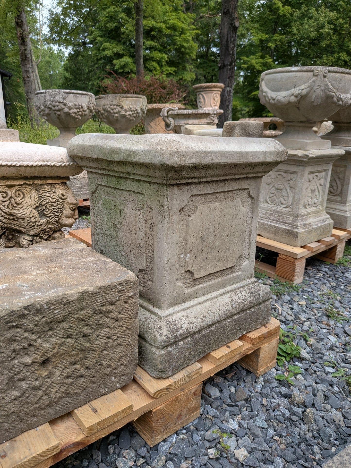 British Cast Stone Planter / Jardiniere with Plinth