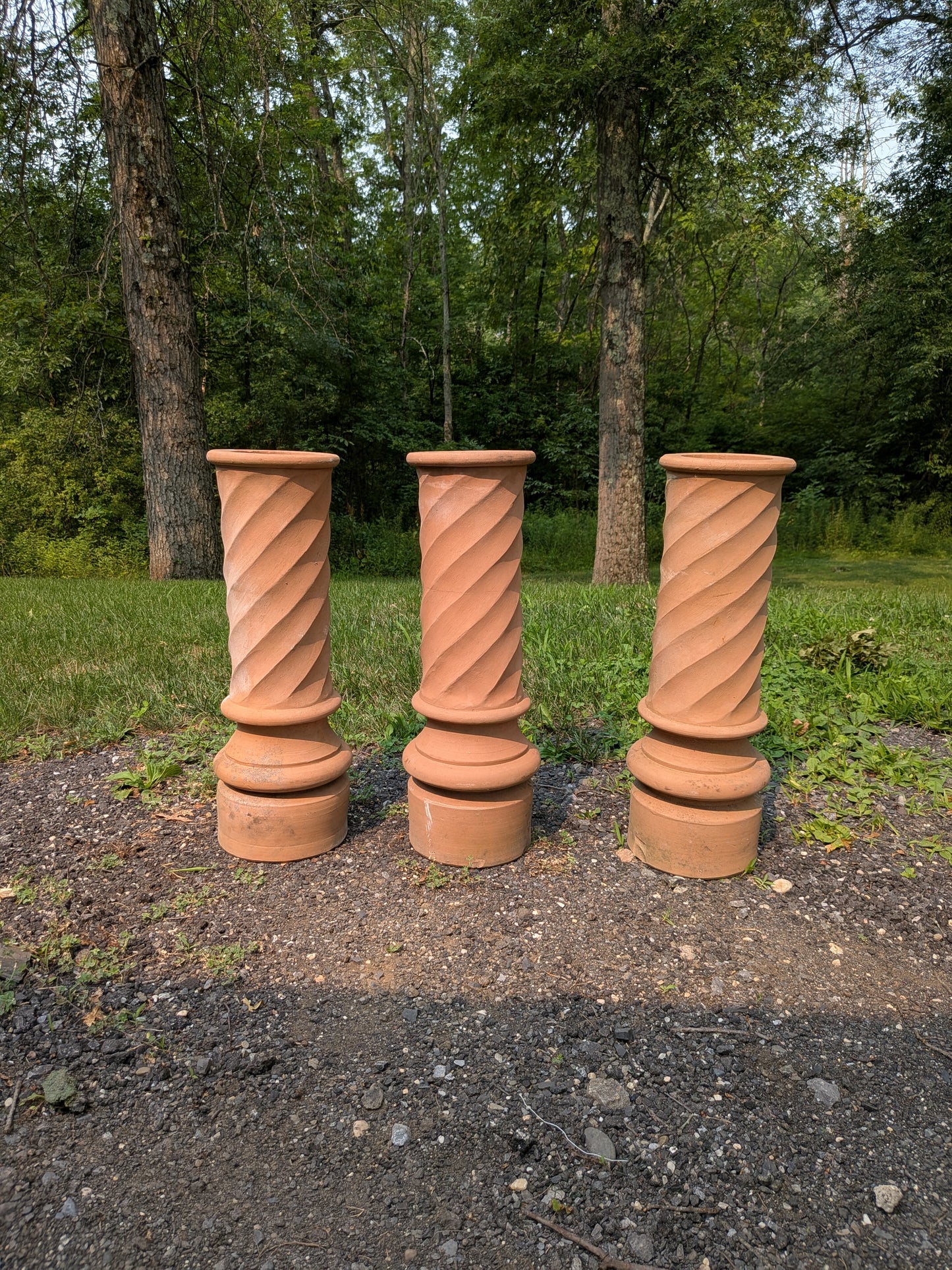 3 Terracotta Pedestals