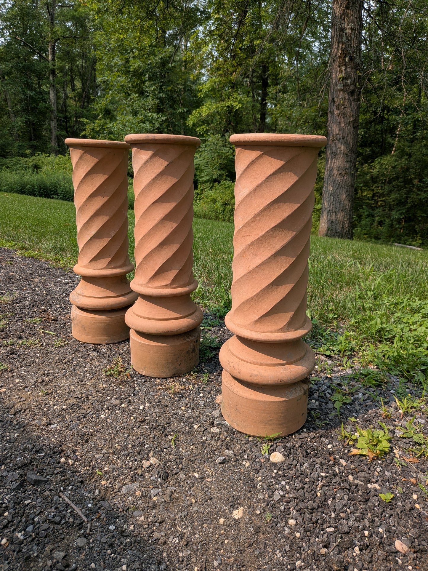 3 Terracotta Pedestals