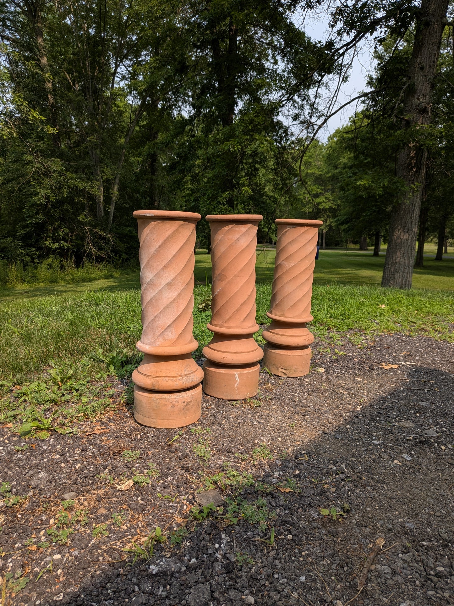 3 Terracotta Pedestals