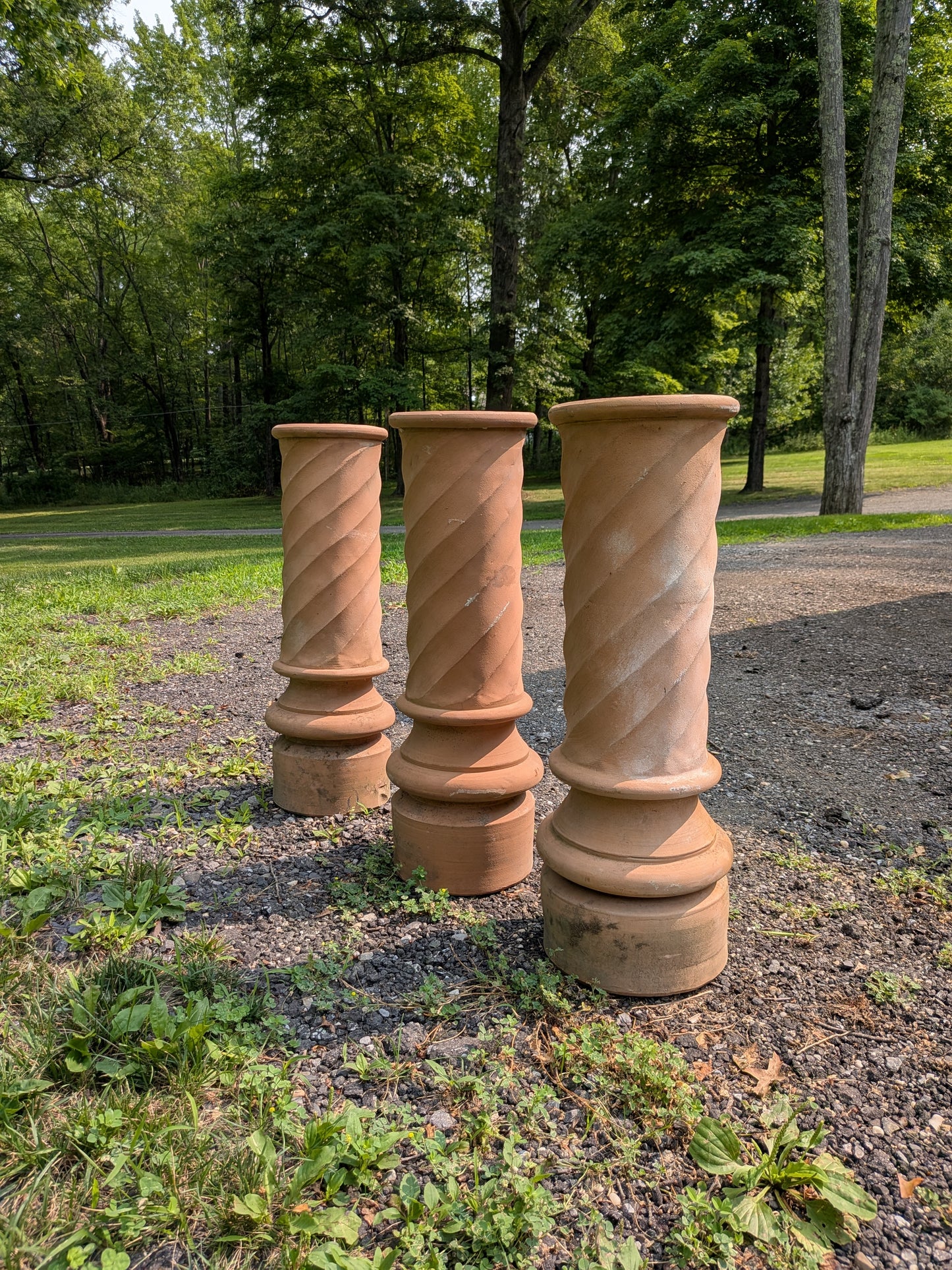 3 Terracotta Pedestals