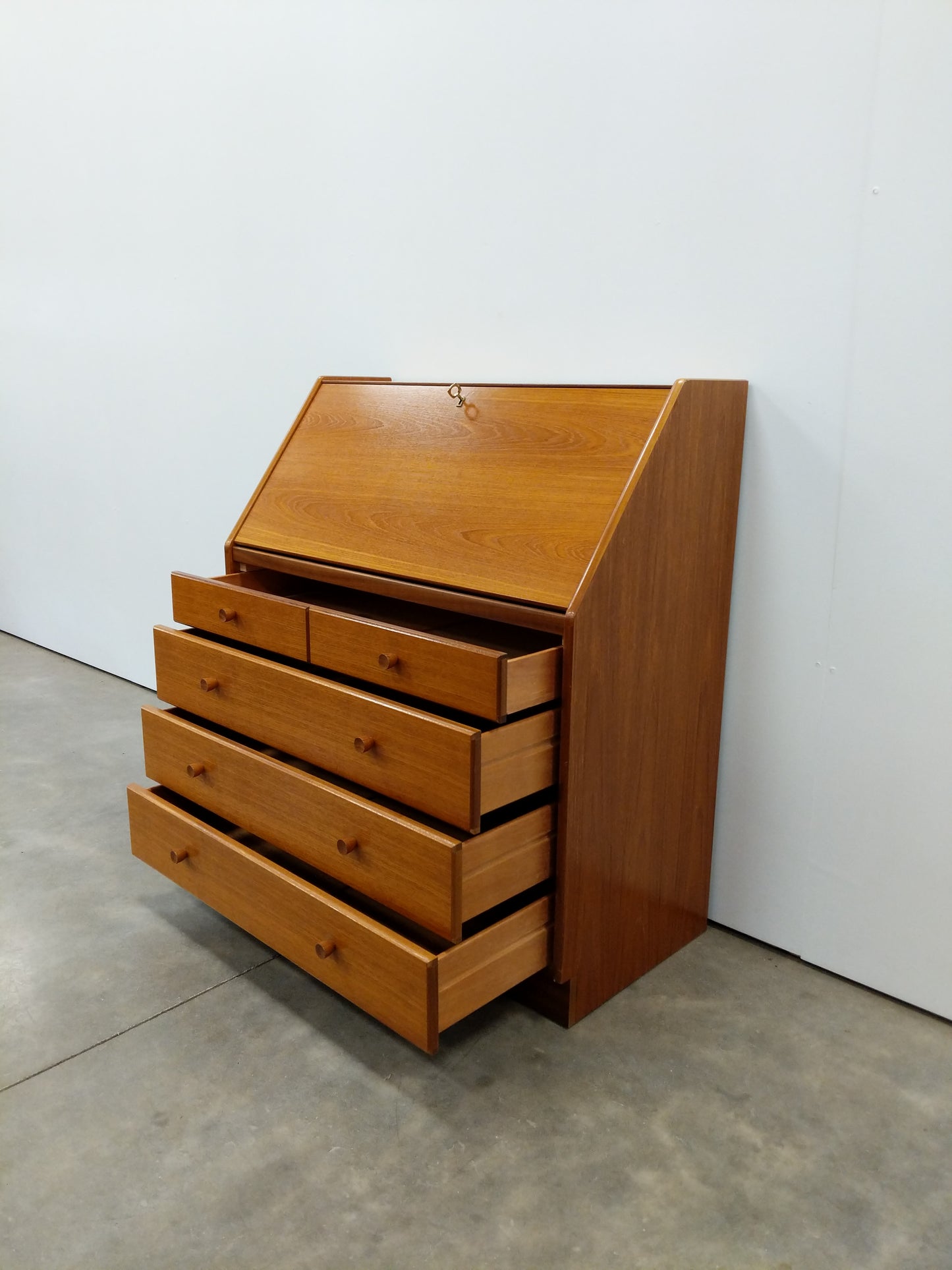 Vintage Mid Century Modern Teak Secretary Desk by Nathan