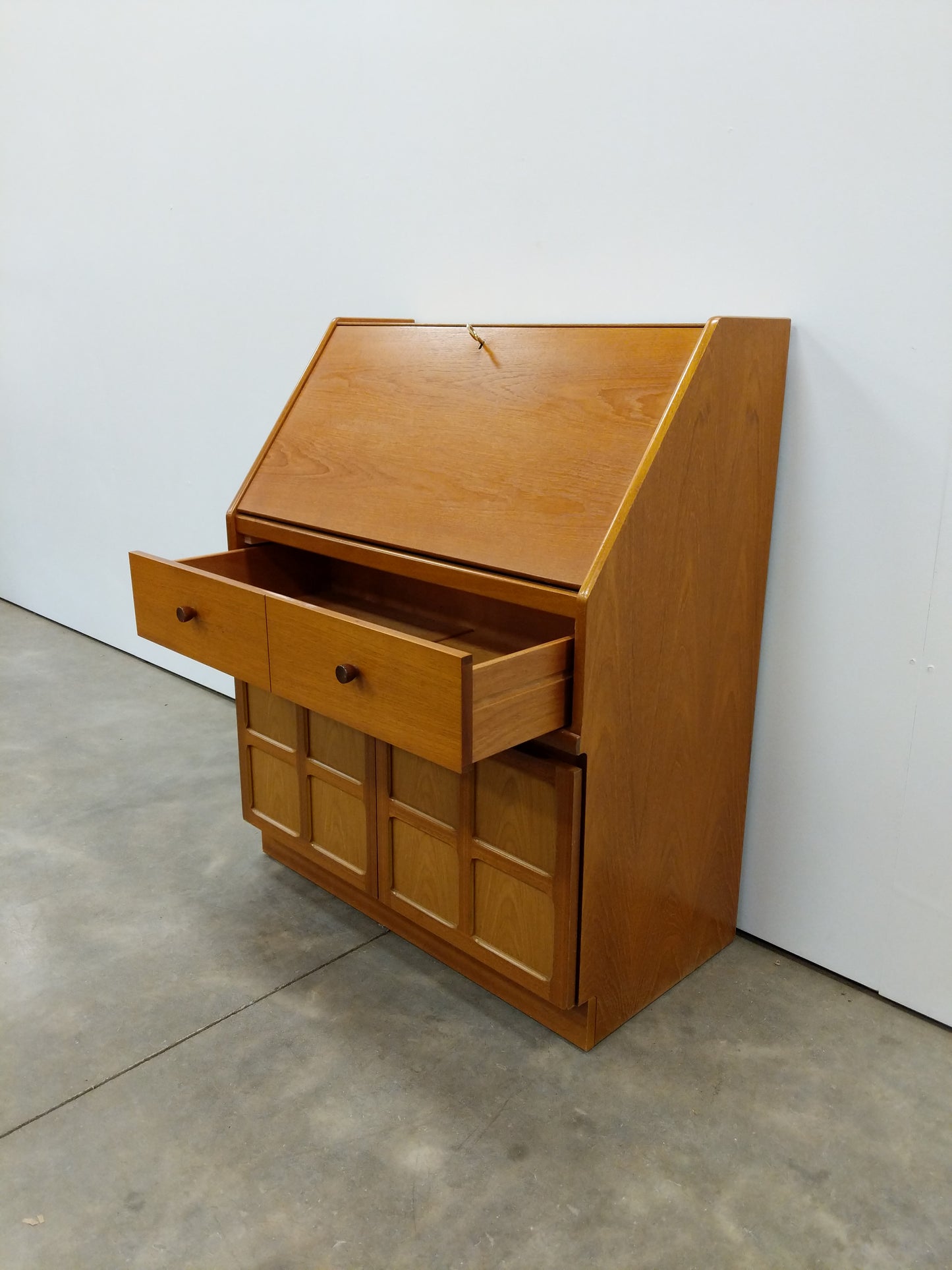 Vintage Mid Century Modern Teak Secretary Desk by Parker Knoll
