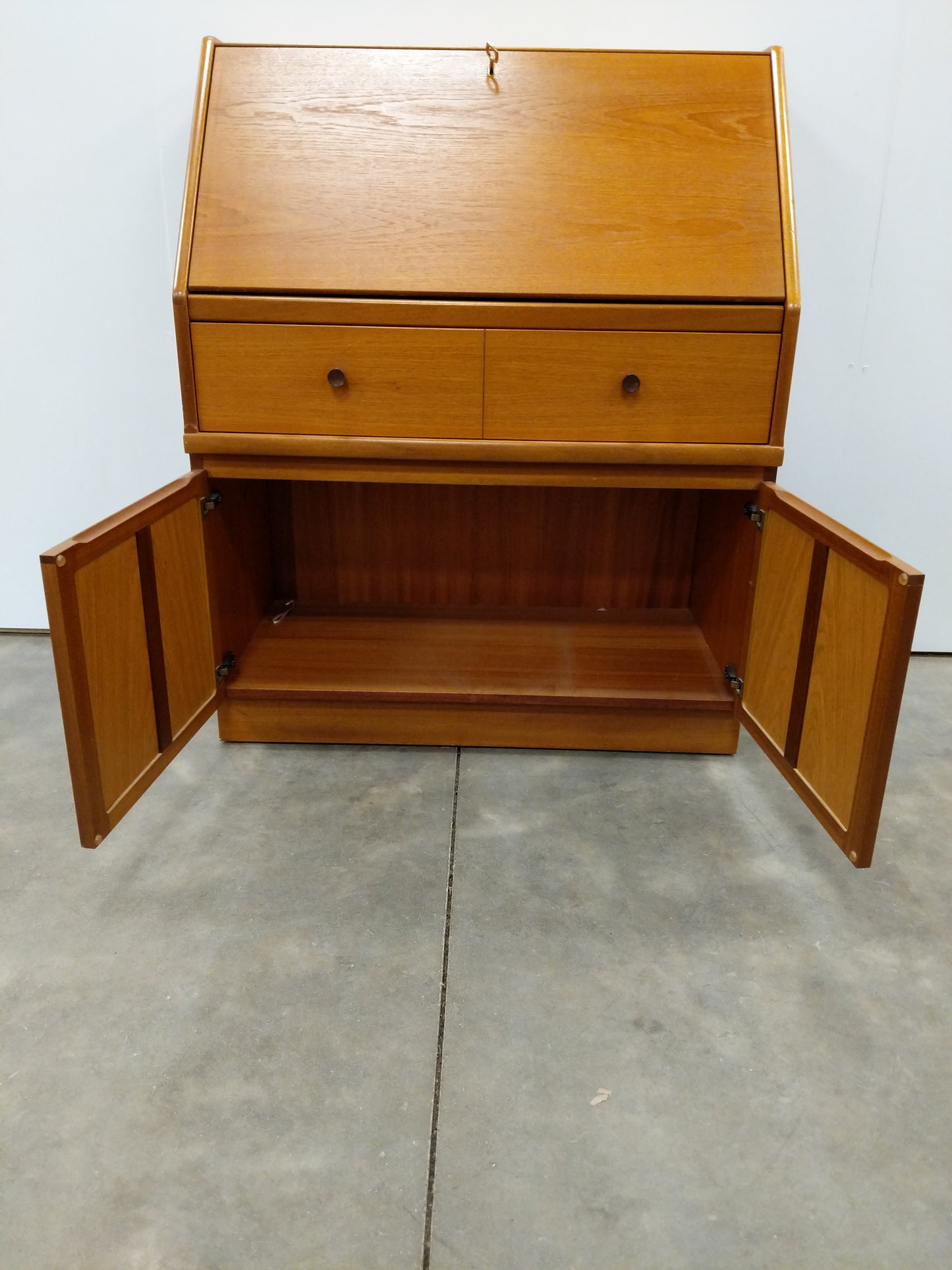 Vintage Mid Century Modern Teak Secretary Desk by Parker Knoll