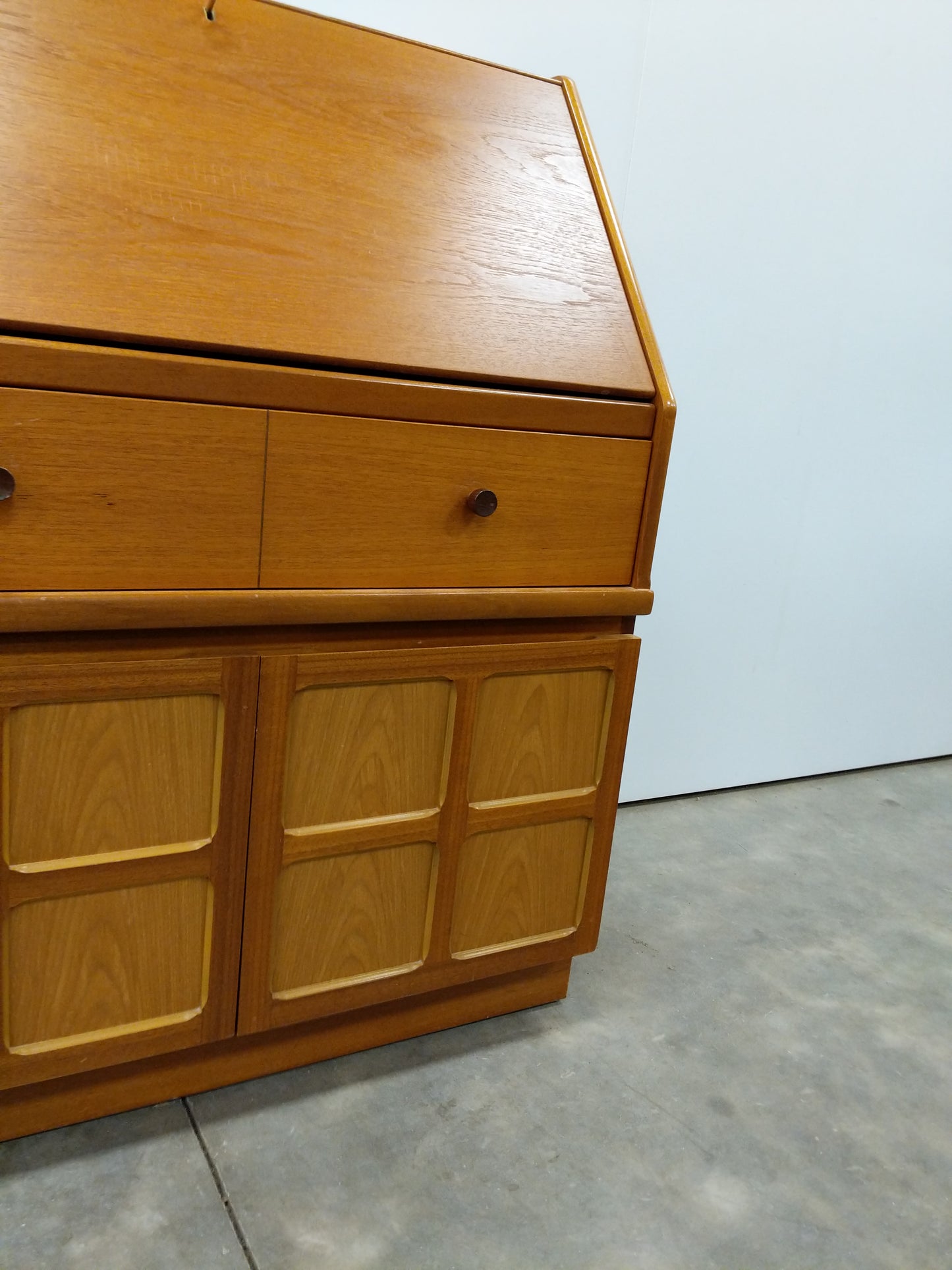 Vintage Mid Century Modern Teak Secretary Desk by Parker Knoll