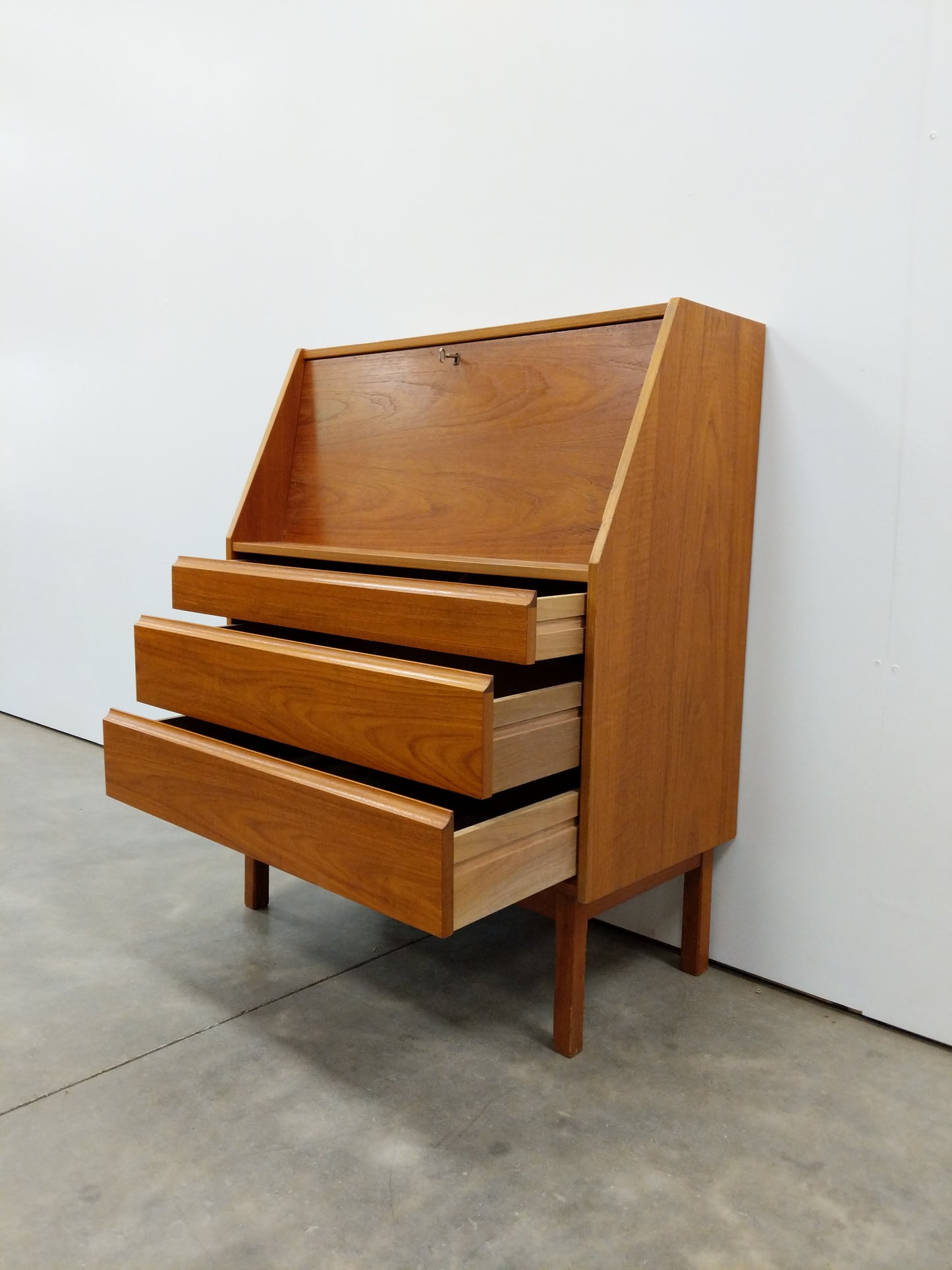 Vintage Mid Century Danish Modern Teak Secretary Desk by Interform