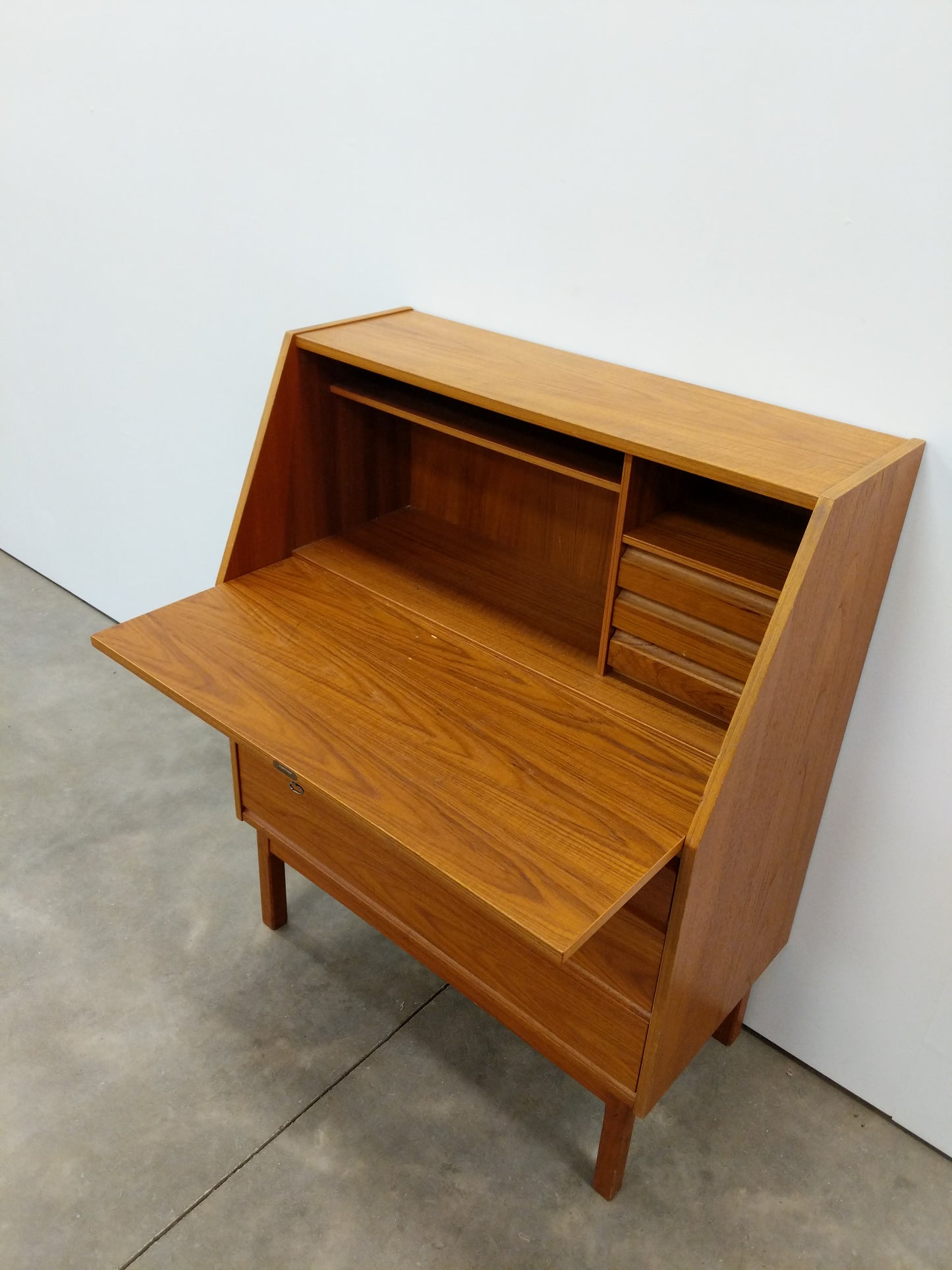 Vintage Mid Century Danish Modern Teak Secretary Desk by Interform