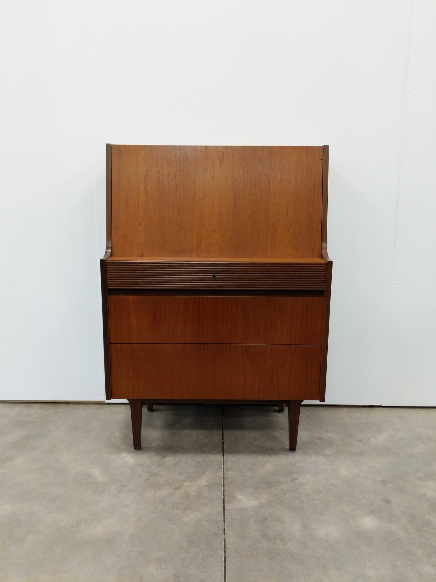 Vintage Mid Century Modern Teak Secretary Desk by Elliotts of Newbury