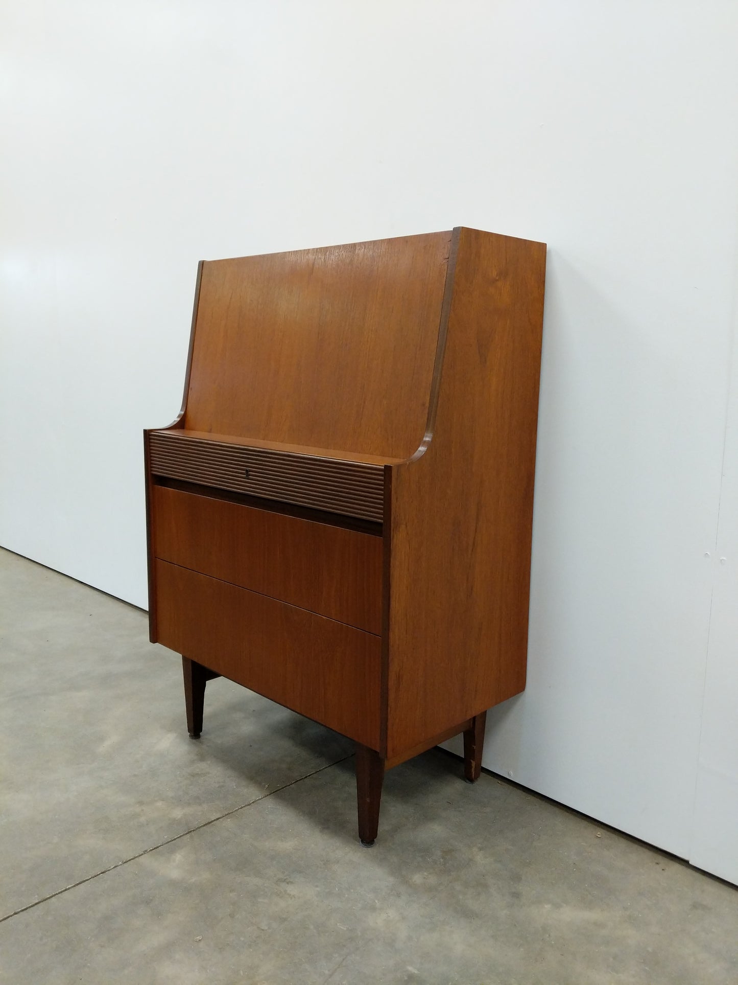 Vintage Mid Century Modern Teak Secretary Desk by Elliotts of Newbury