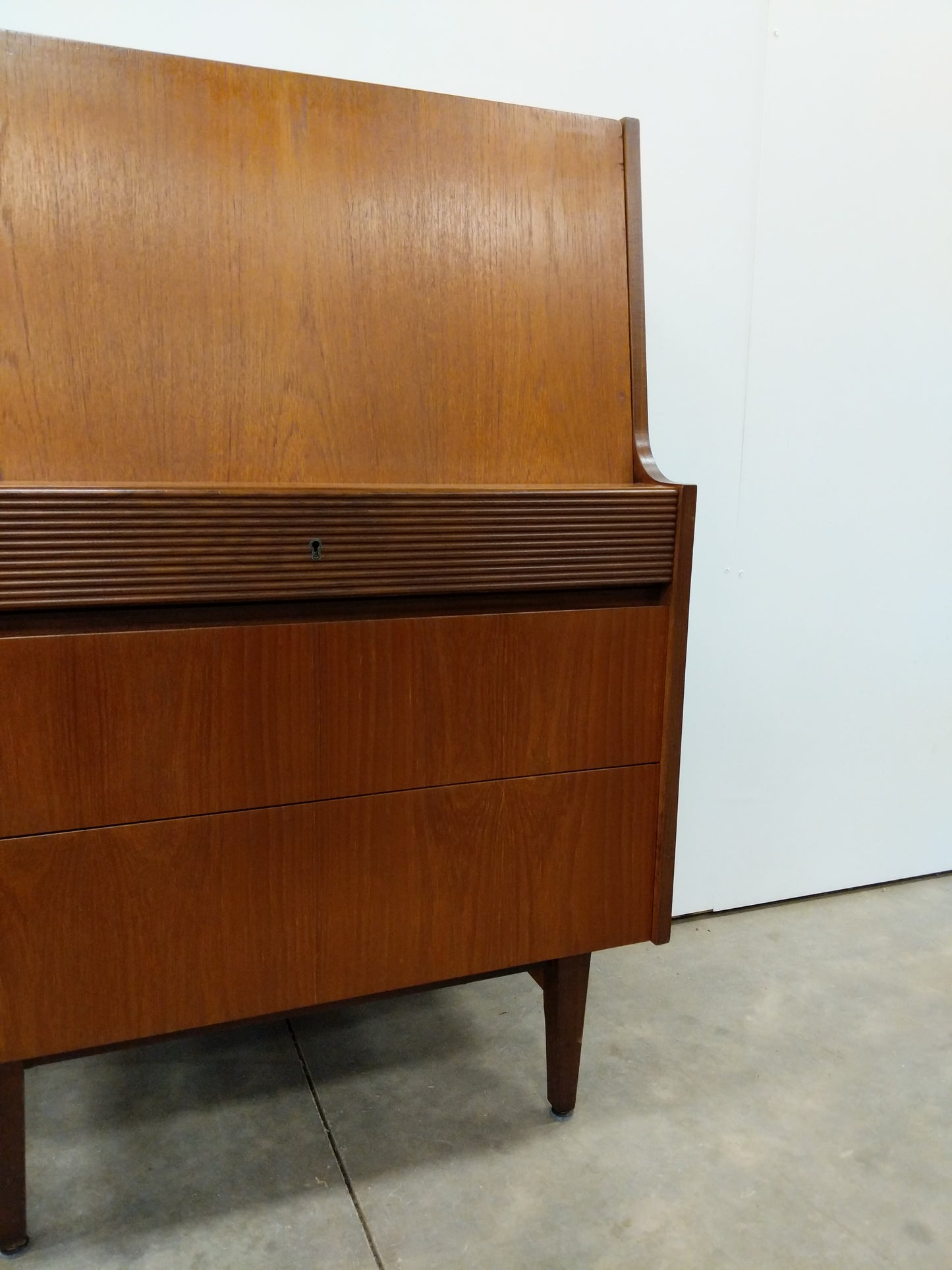 Vintage Mid Century Modern Teak Secretary Desk by Elliotts of Newbury