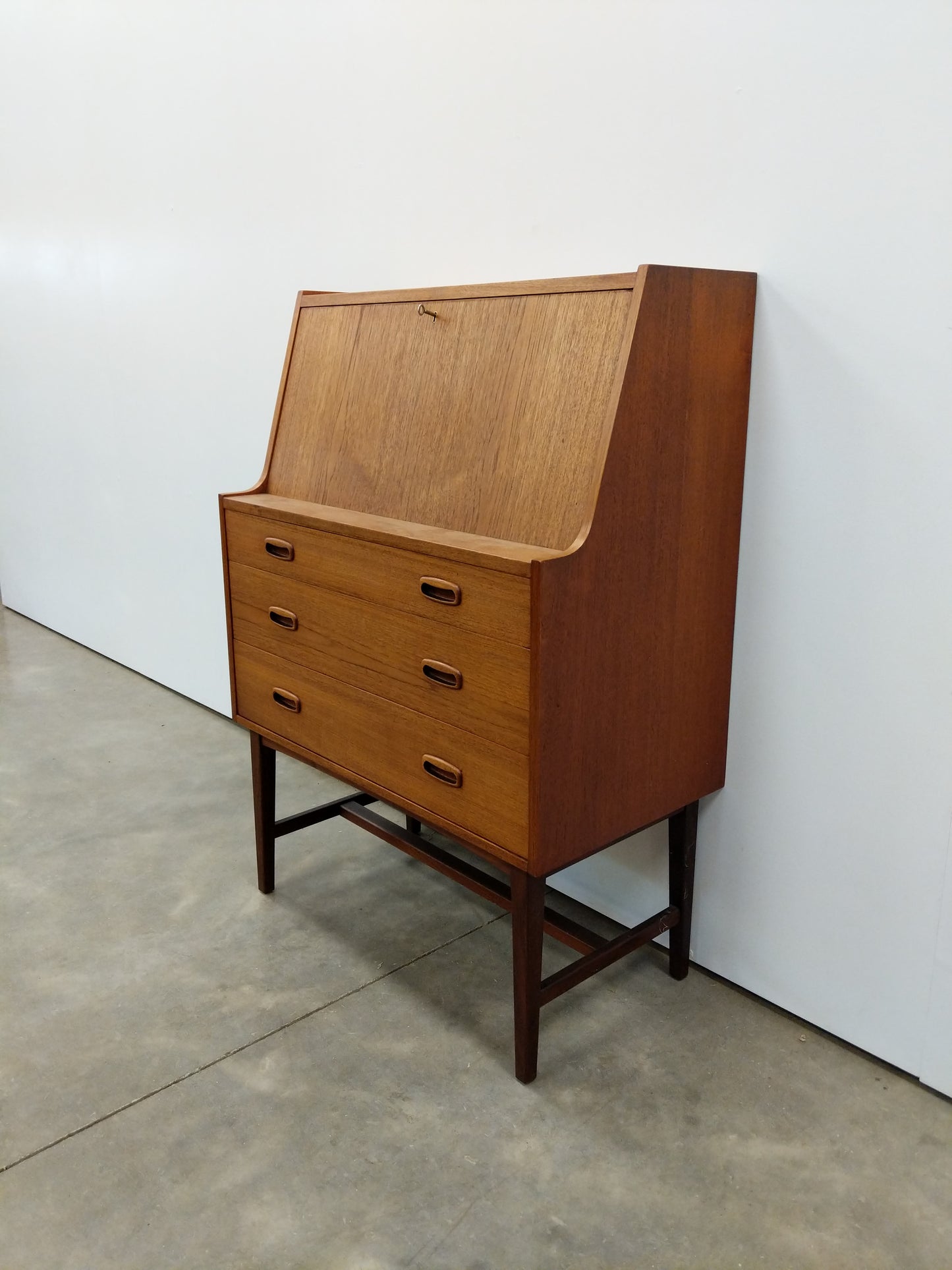 Vintage Mid Century Modern Teak Secretary Desk