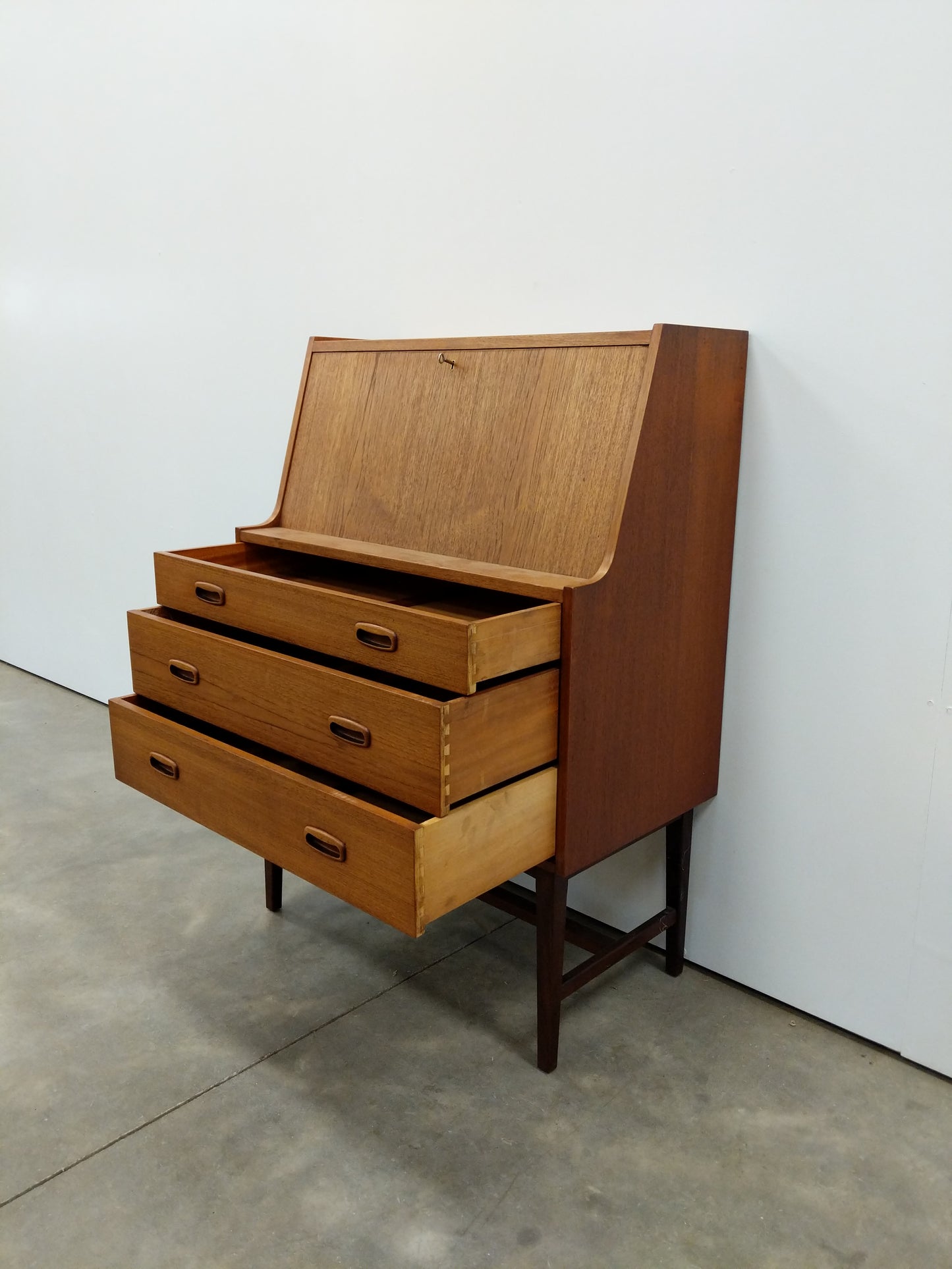 Vintage Mid Century Modern Teak Secretary Desk
