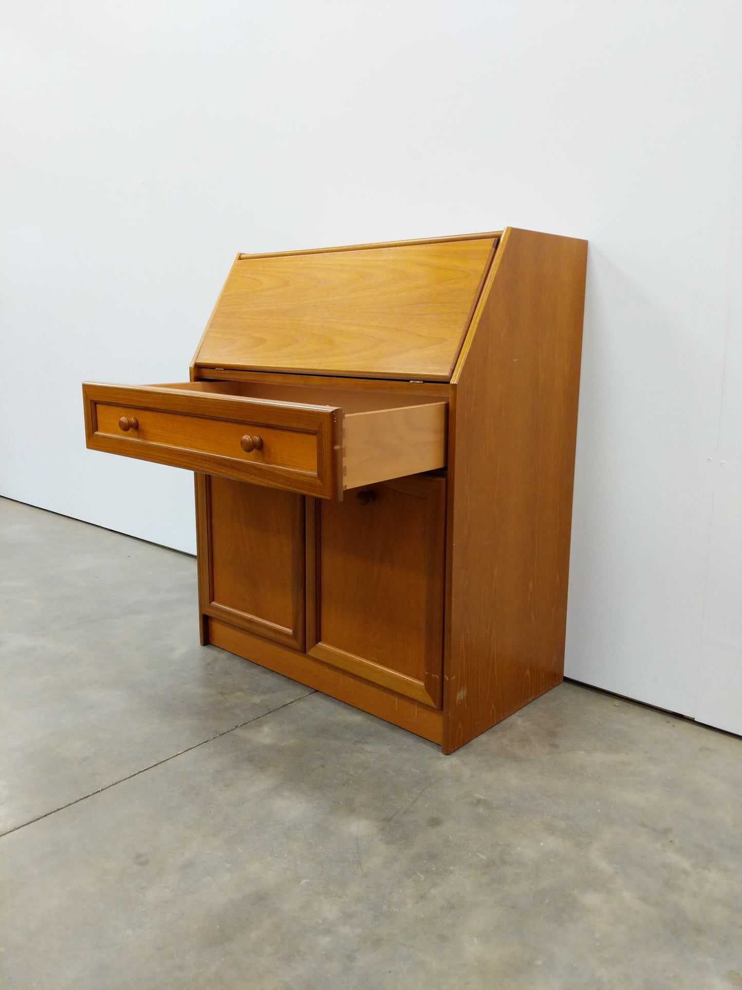 Vintage Mid Century Modern Teak Secretary Desk by Sutcliffe