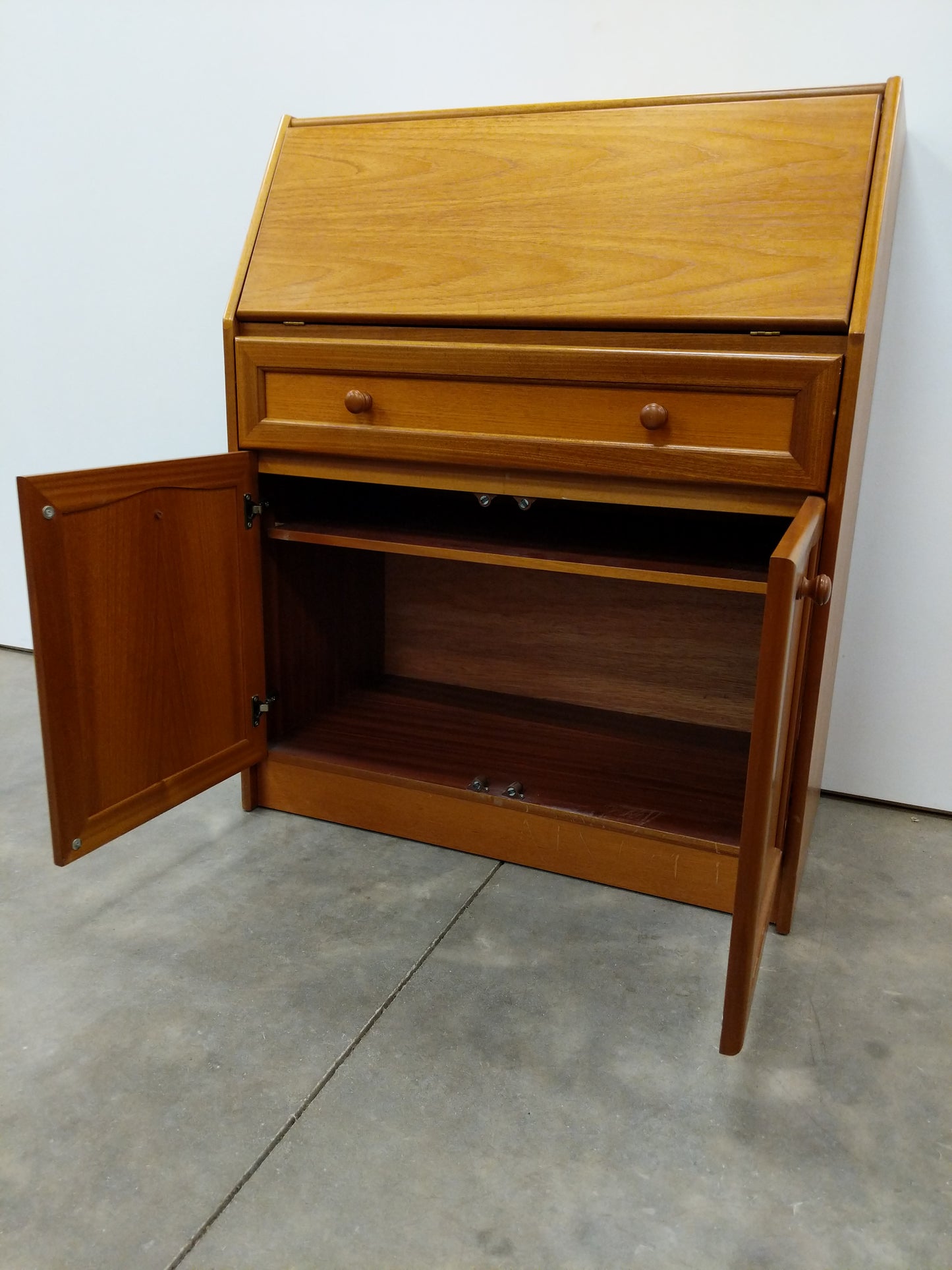 Vintage Mid Century Modern Teak Secretary Desk by Sutcliffe