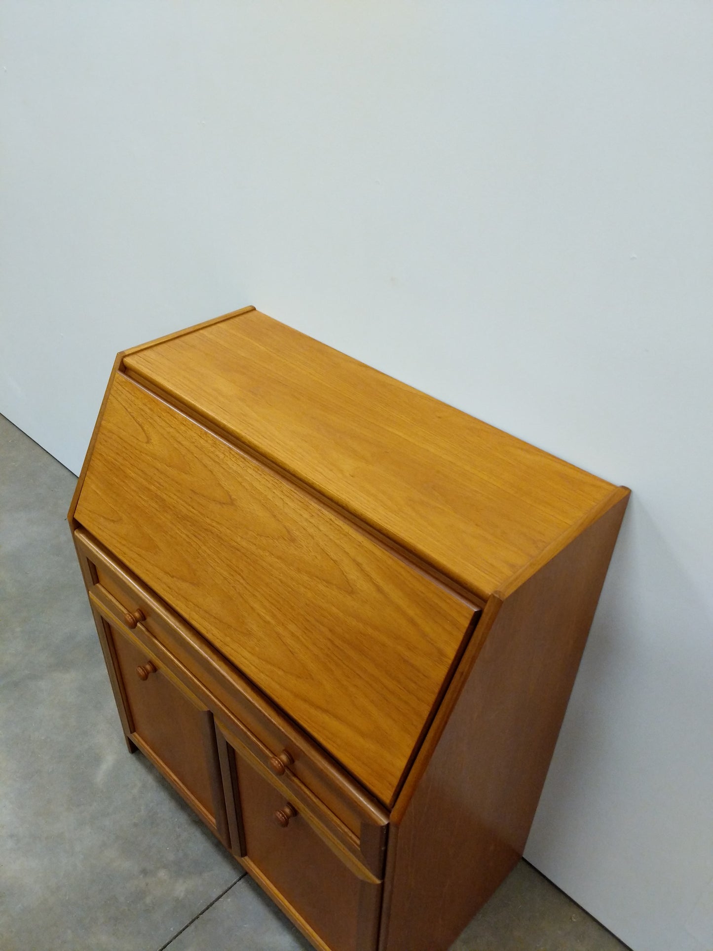Vintage Mid Century Modern Teak Secretary Desk by Sutcliffe