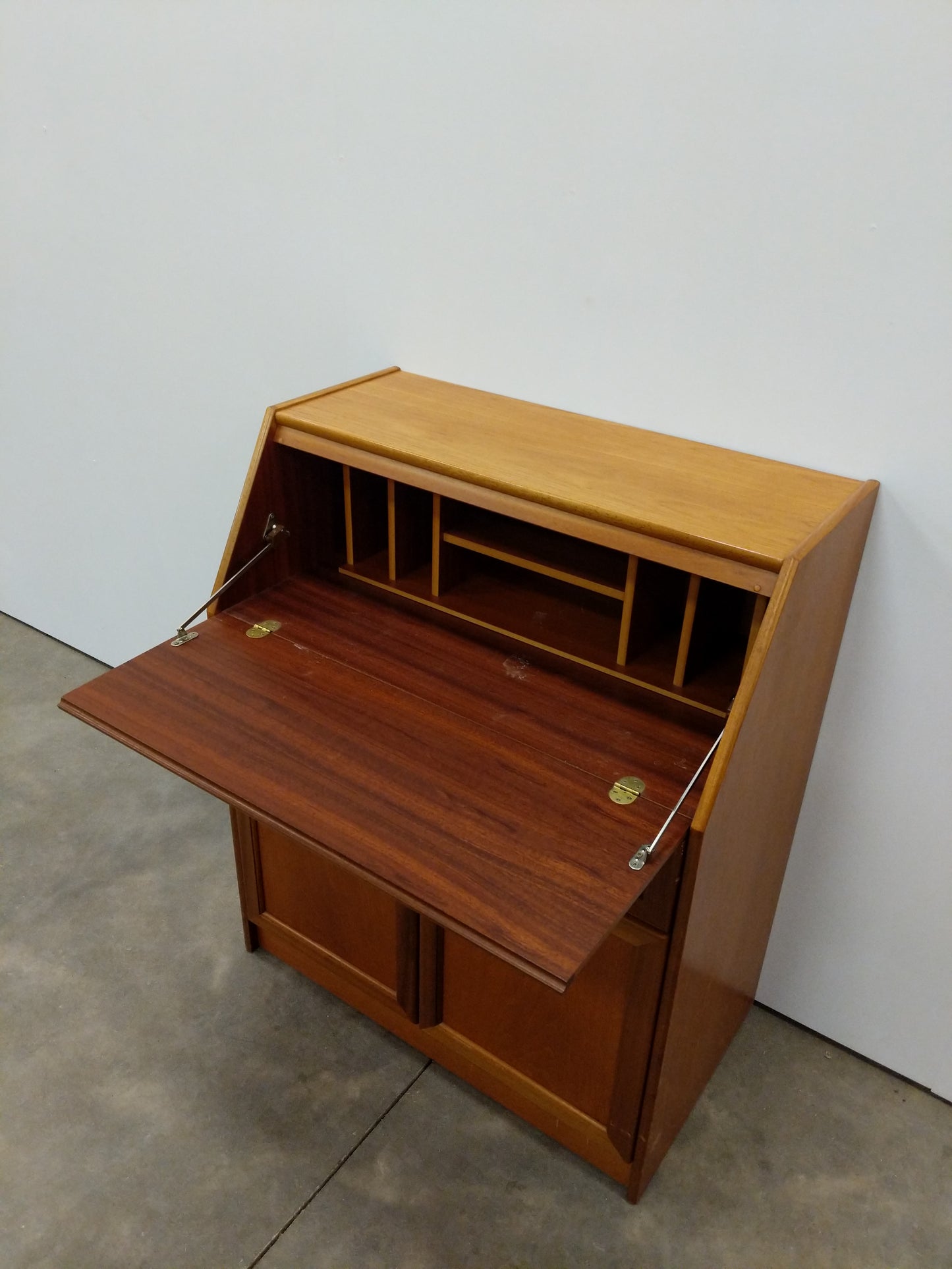 Vintage Mid Century Modern Teak Secretary Desk by Sutcliffe