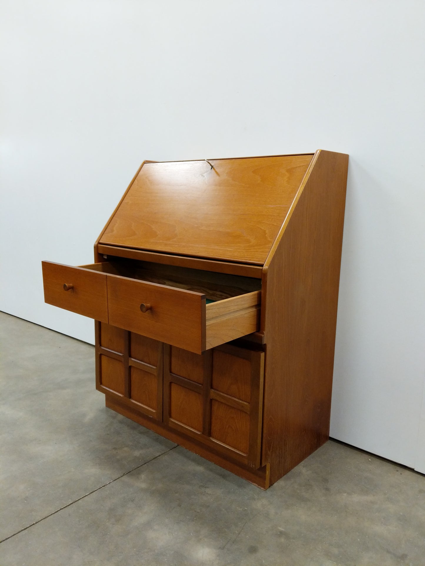 Vintage Mid Century Modern Teak Secretary Desk by Nathan
