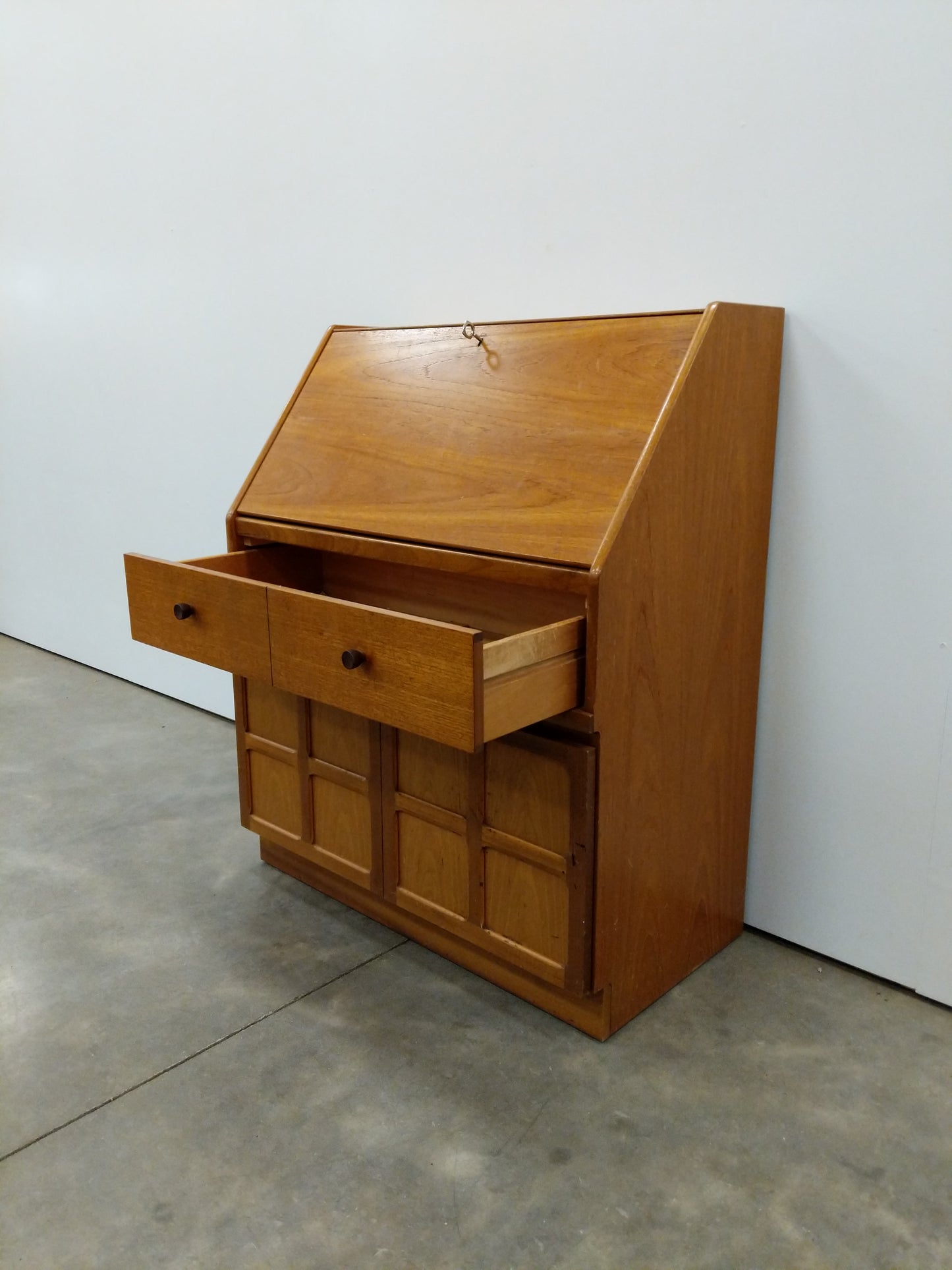 Vintage Mid Century Modern Teak Secretary Desk by Nathan
