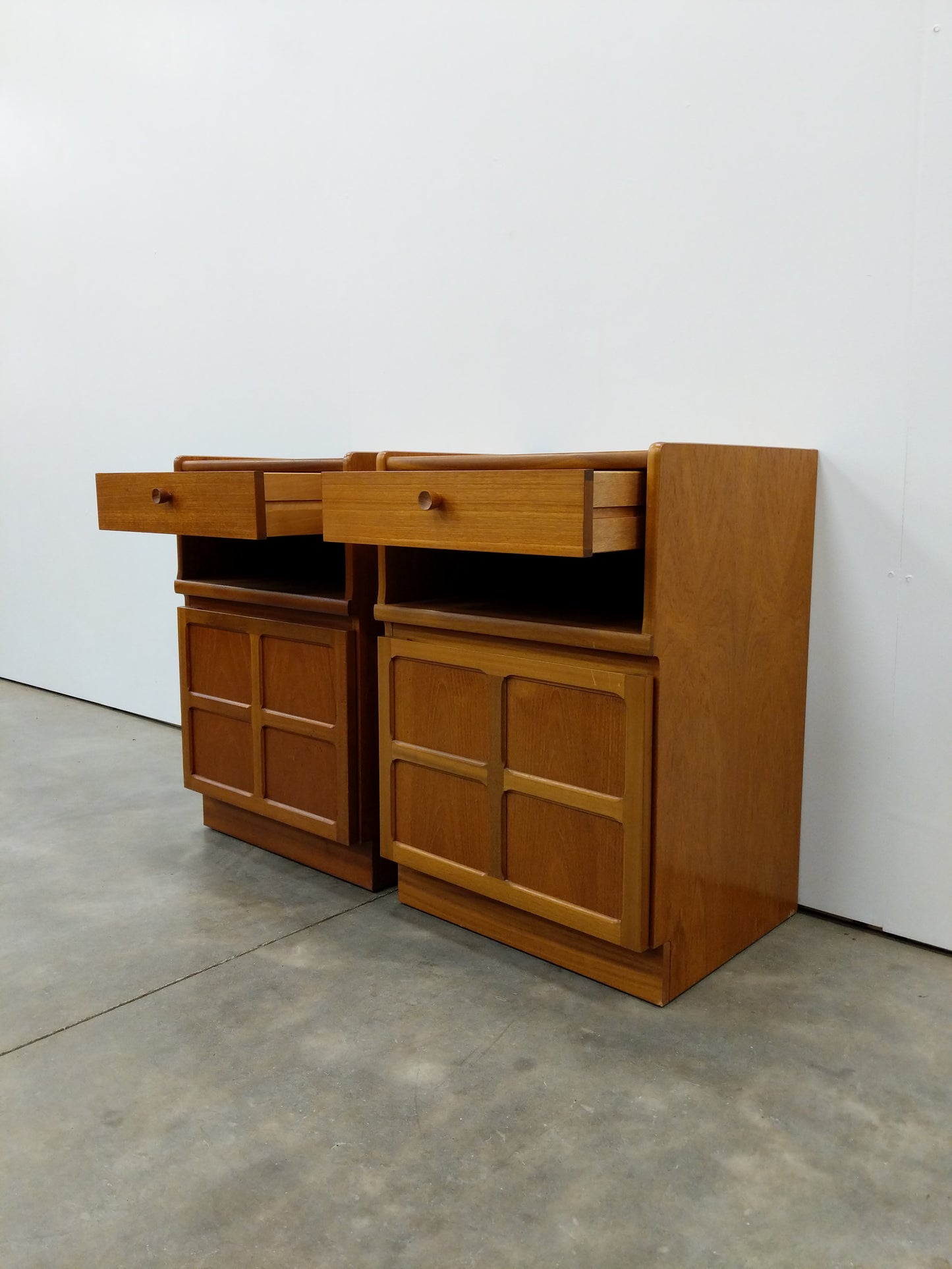 Pair of vintage Mid Century Modern Teak Nightstands by Nathan