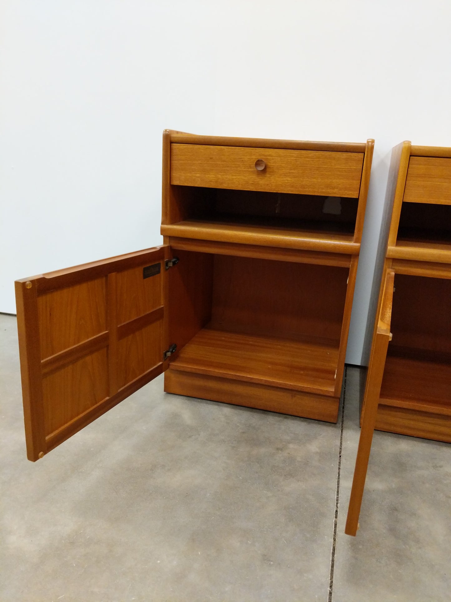 Pair of vintage Mid Century Modern Teak Nightstands by Nathan