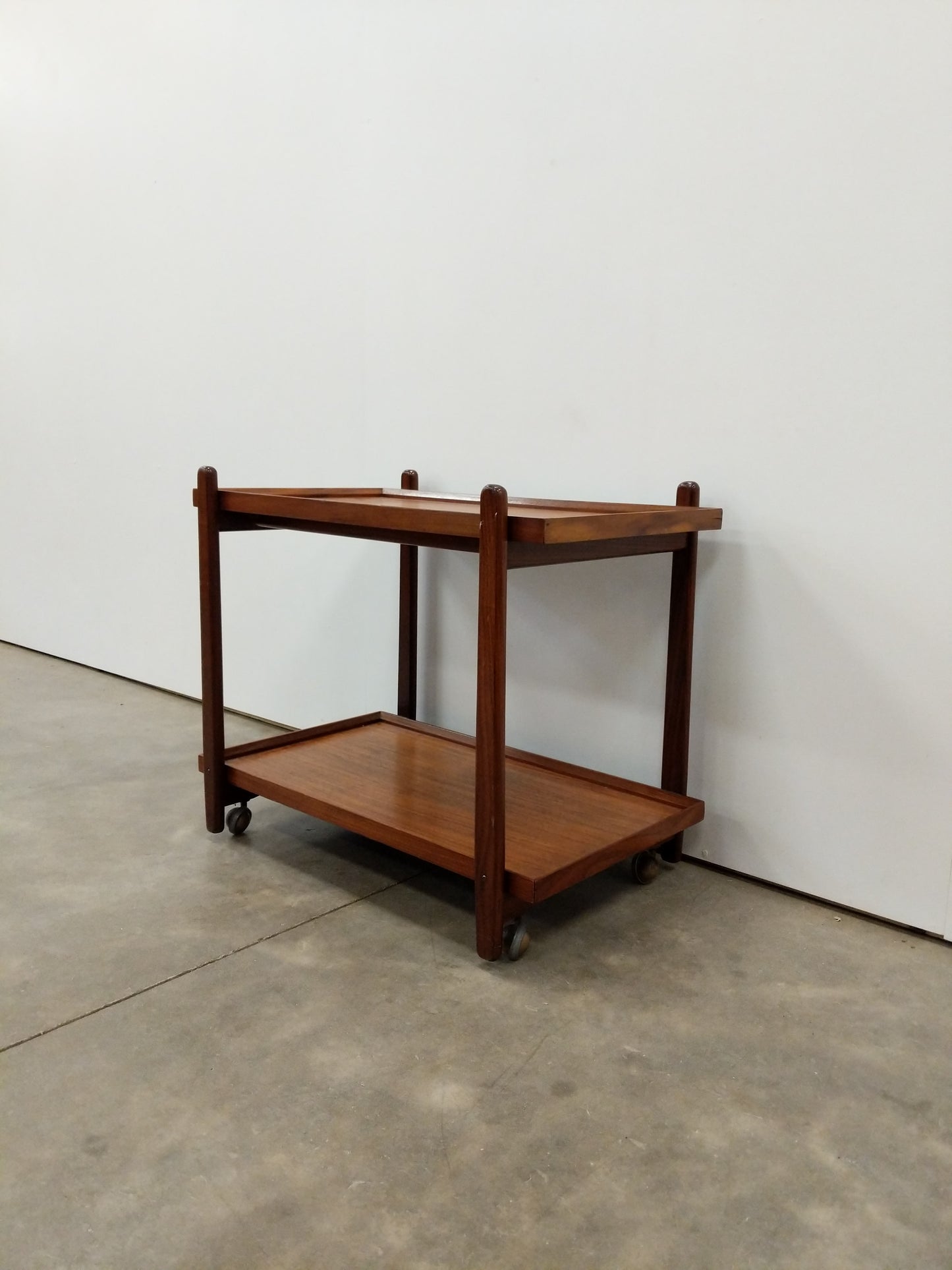 Vintage Mid Century Modern Teak Bar Cart / Serving Cart