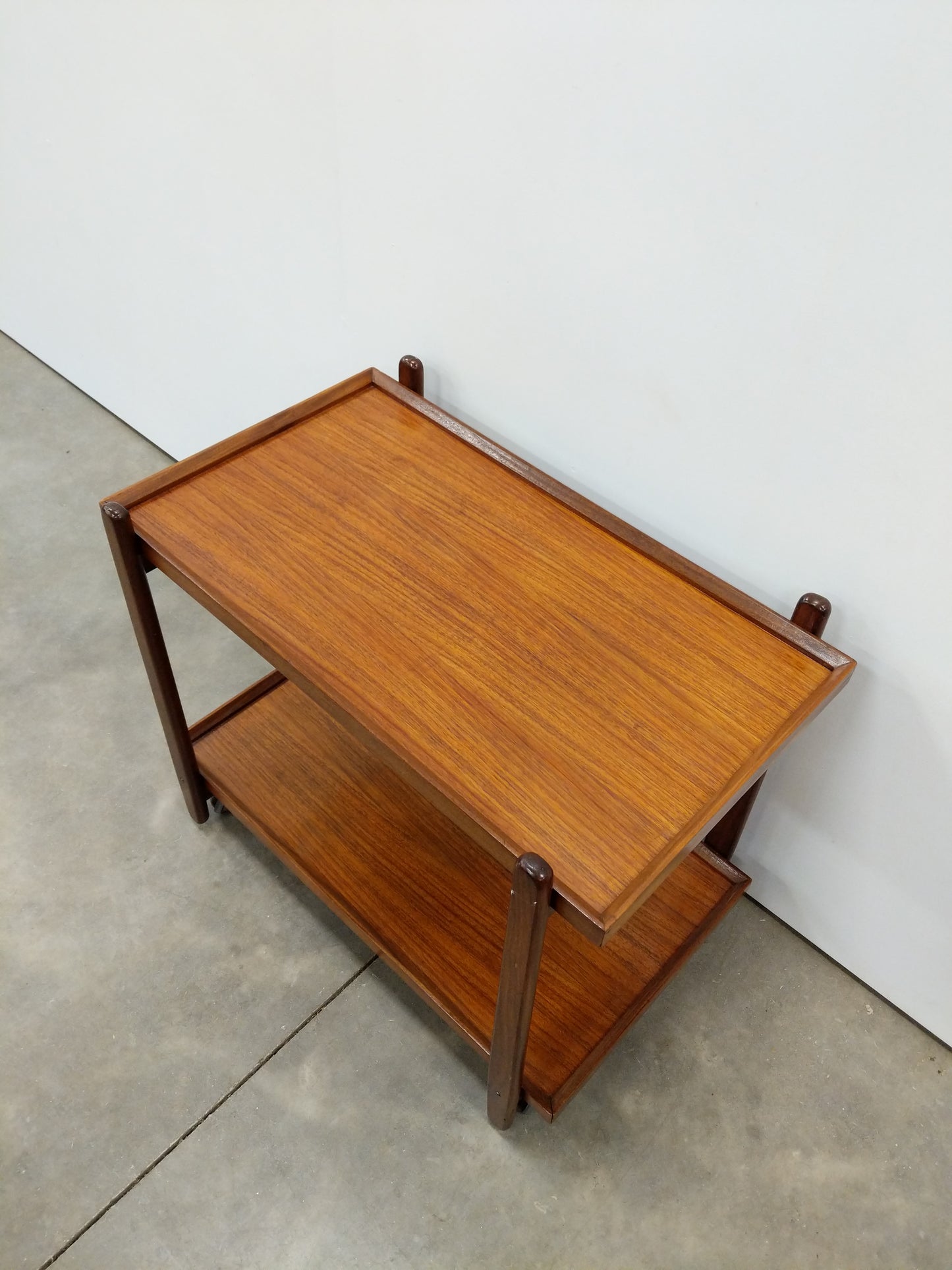 Vintage Mid Century Modern Teak Bar Cart / Serving Cart