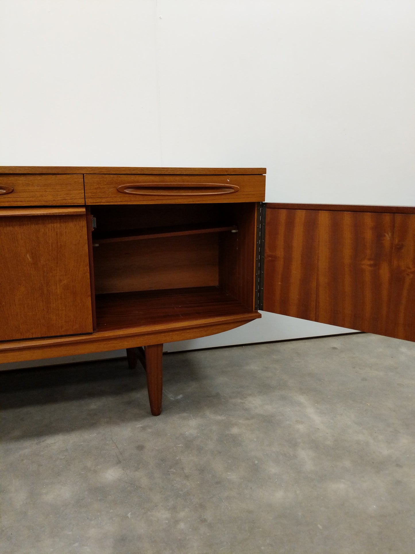 Vintage Mid Century Modern Teak Credenza by Elliotts of Newbury
