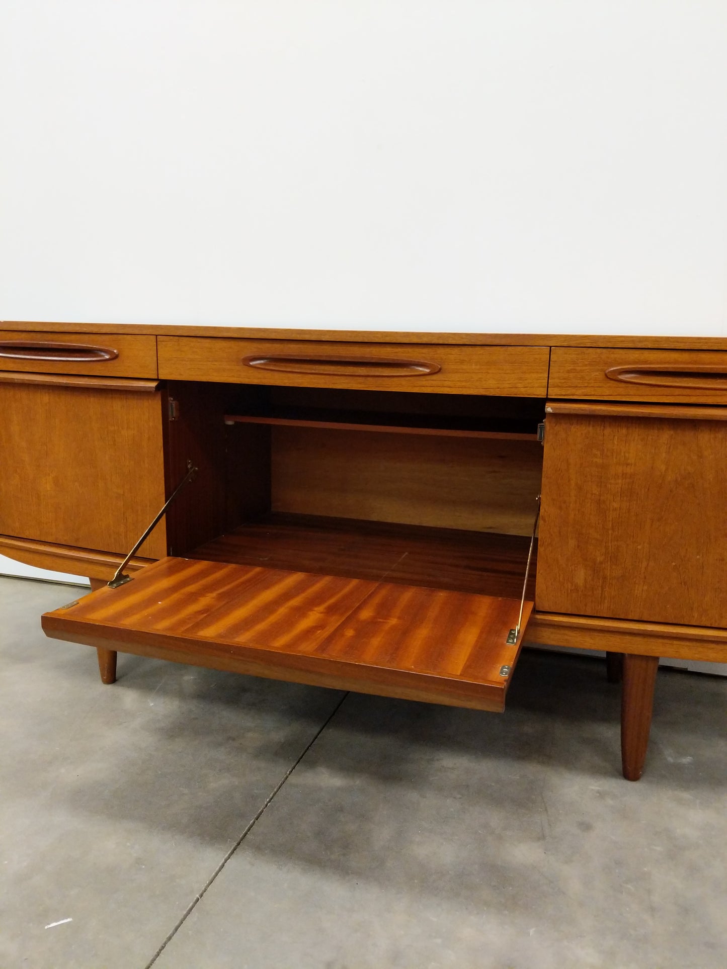 Vintage Mid Century Modern Teak Credenza by Elliotts of Newbury