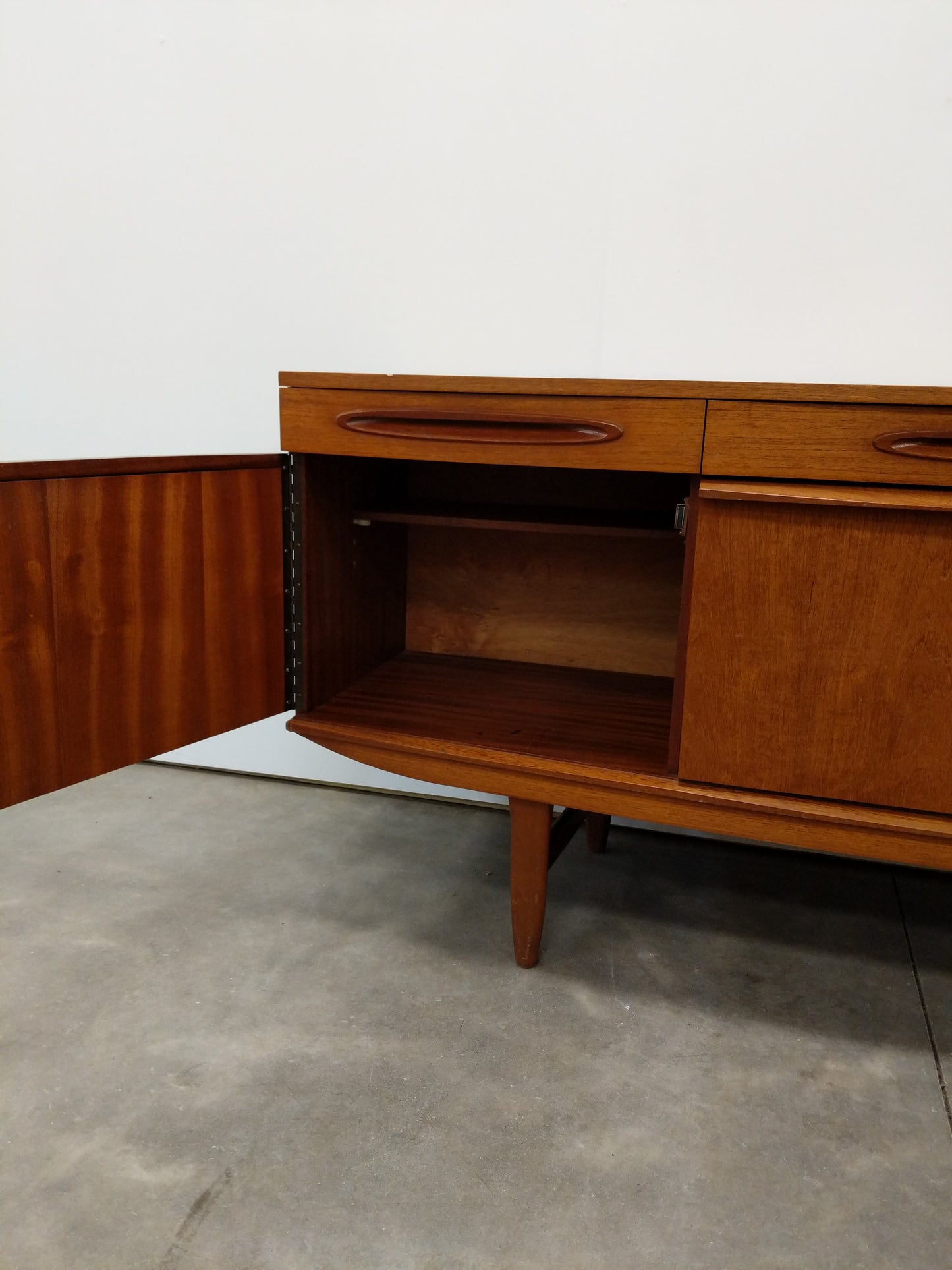 Vintage Mid Century Modern Teak Credenza by Elliotts of Newbury