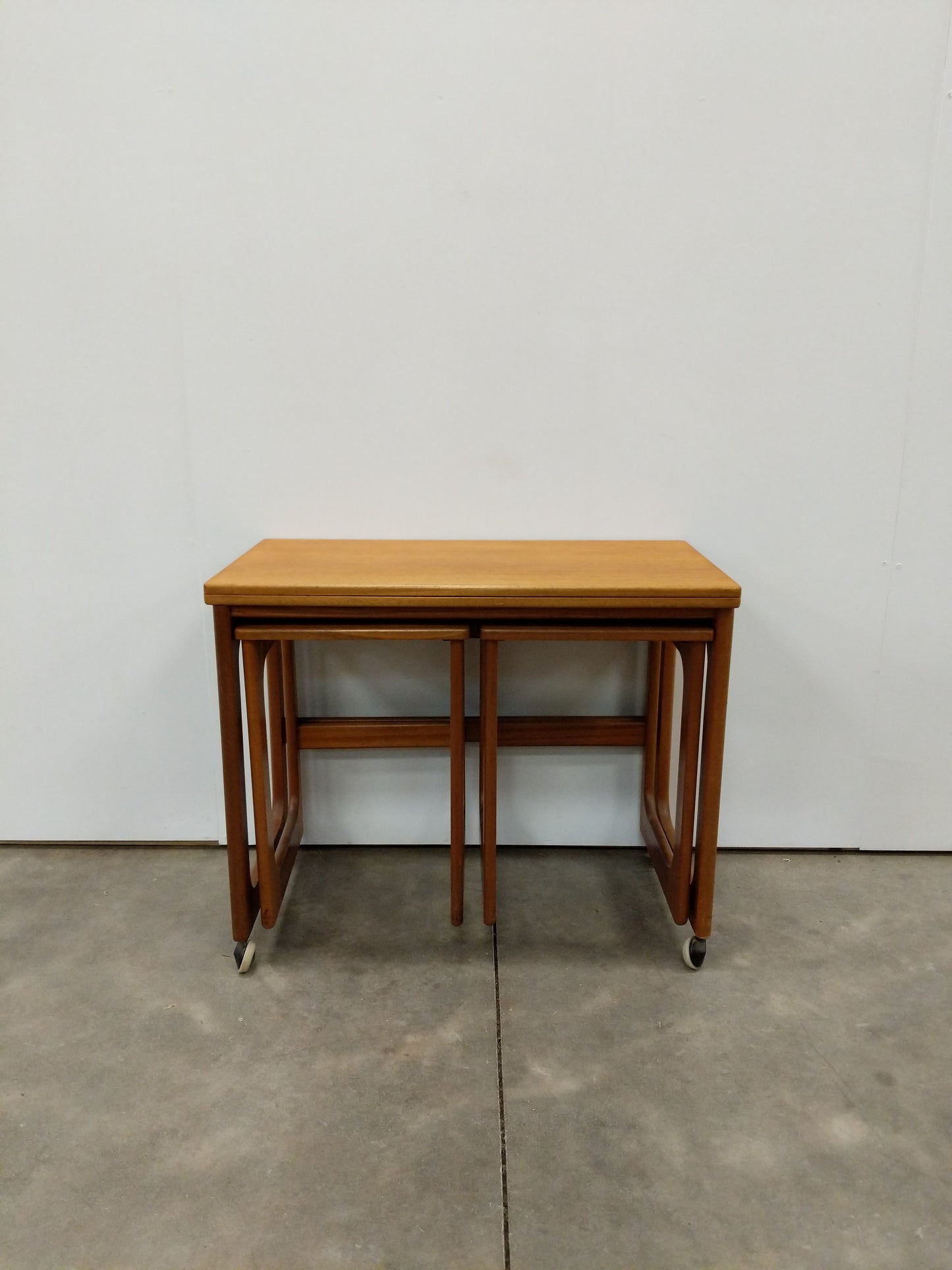 Set of Vintage Mid Century Modern Teak Triform Nesting Tables by McIntosh