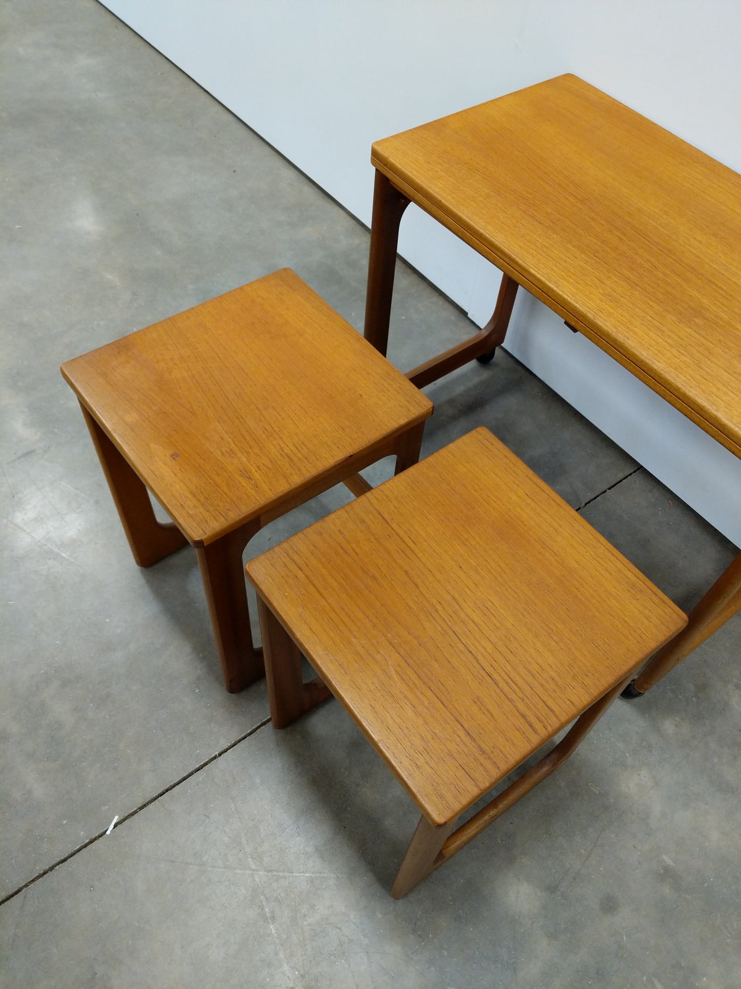 Set of Vintage Mid Century Modern Teak Triform Nesting Tables by McIntosh