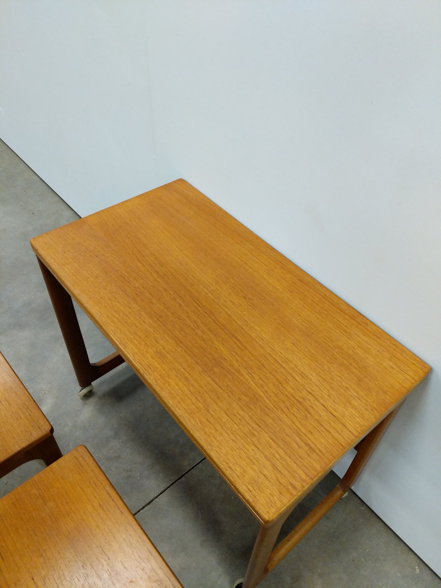 Set of Vintage Mid Century Modern Teak Triform Nesting Tables by McIntosh