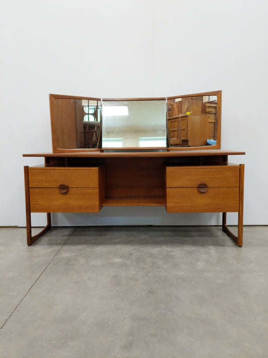 Vintage Mid Century Modern Teak Vanity / Dressing Table by Durable Suites