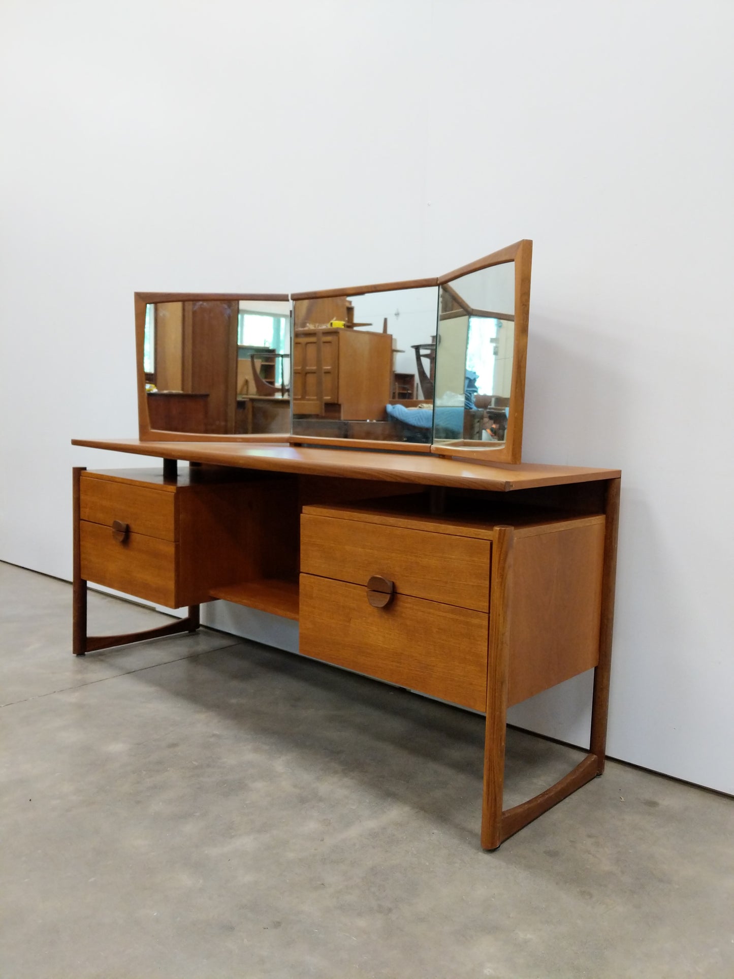 Vintage Mid Century Modern Teak Vanity / Dressing Table by Durable Suites