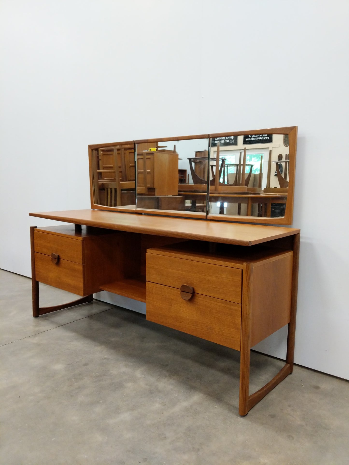 Vintage Mid Century Modern Teak Vanity / Dressing Table by Durable Suites