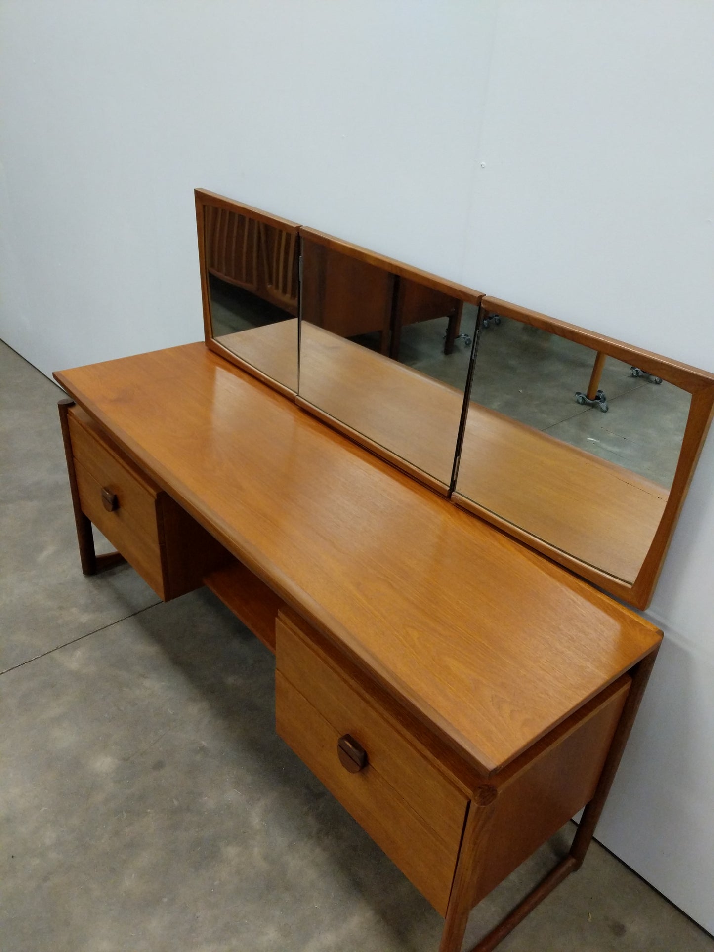 Vintage Mid Century Modern Teak Vanity / Dressing Table by Durable Suites