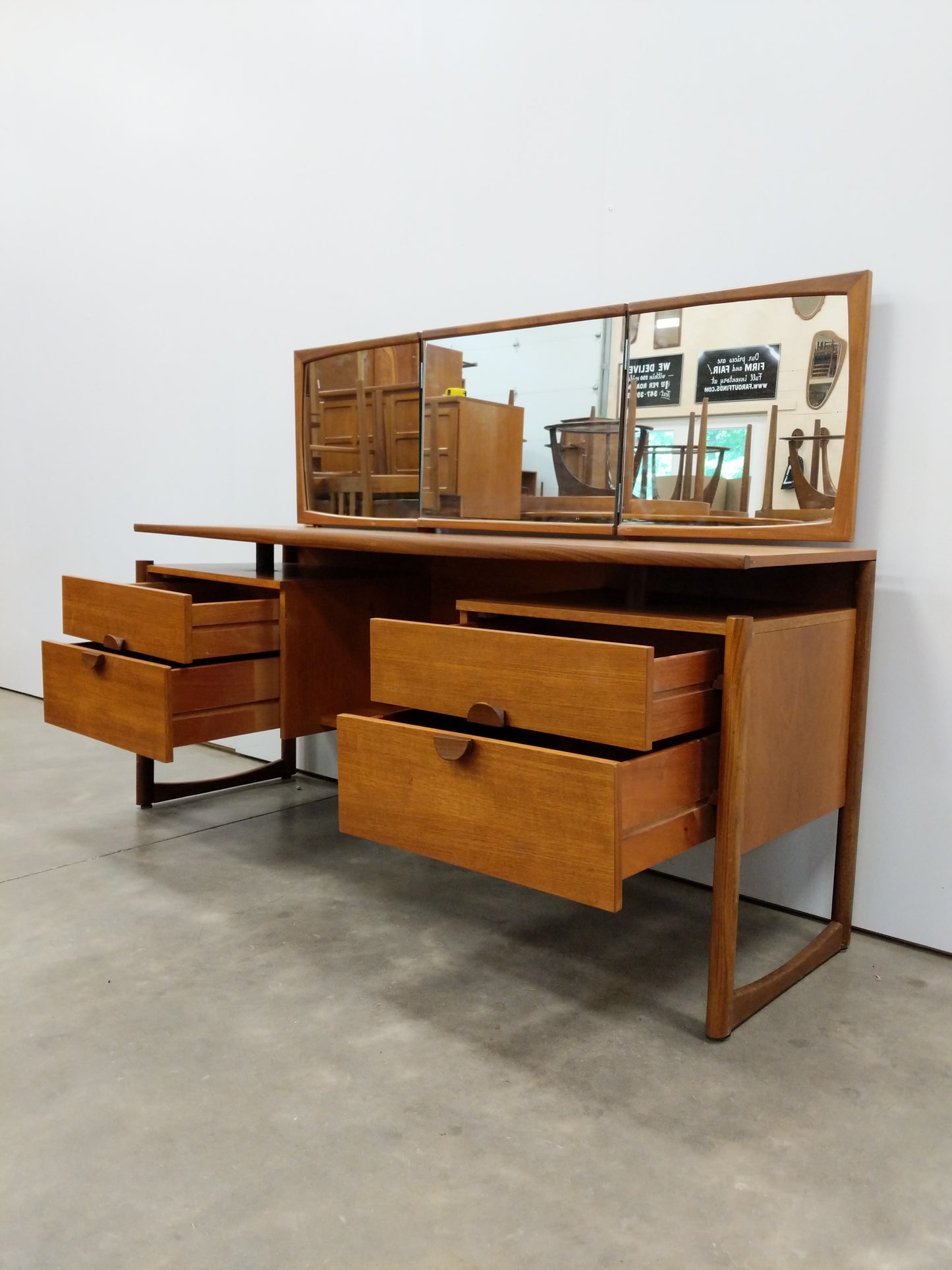 Vintage Mid Century Modern Teak Vanity / Dressing Table by Durable Suites