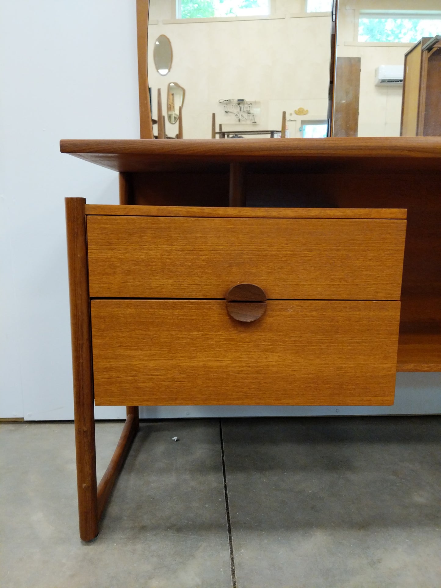 Vintage Mid Century Modern Teak Vanity / Dressing Table by Durable Suites