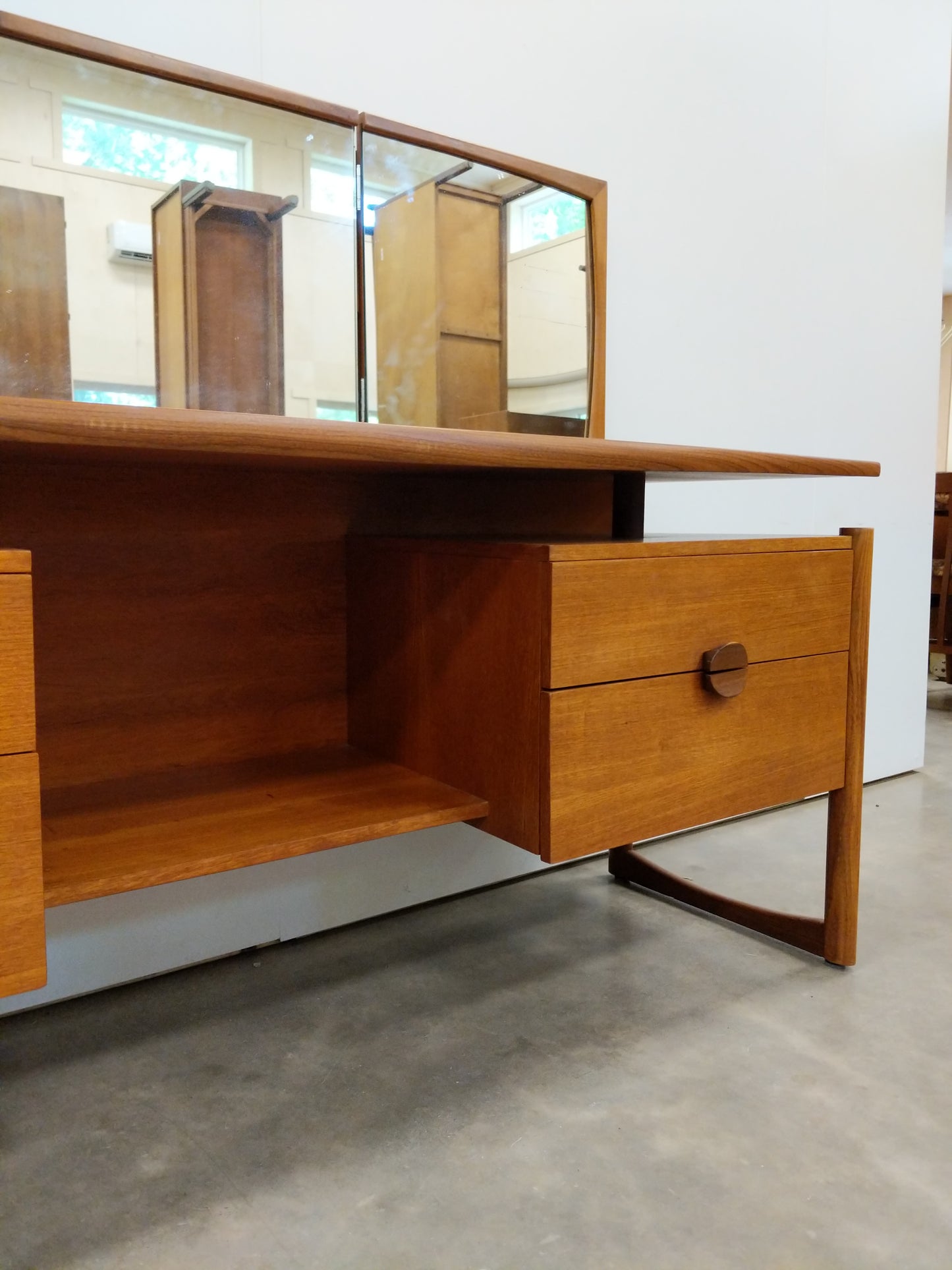 Vintage Mid Century Modern Teak Vanity / Dressing Table by Durable Suites