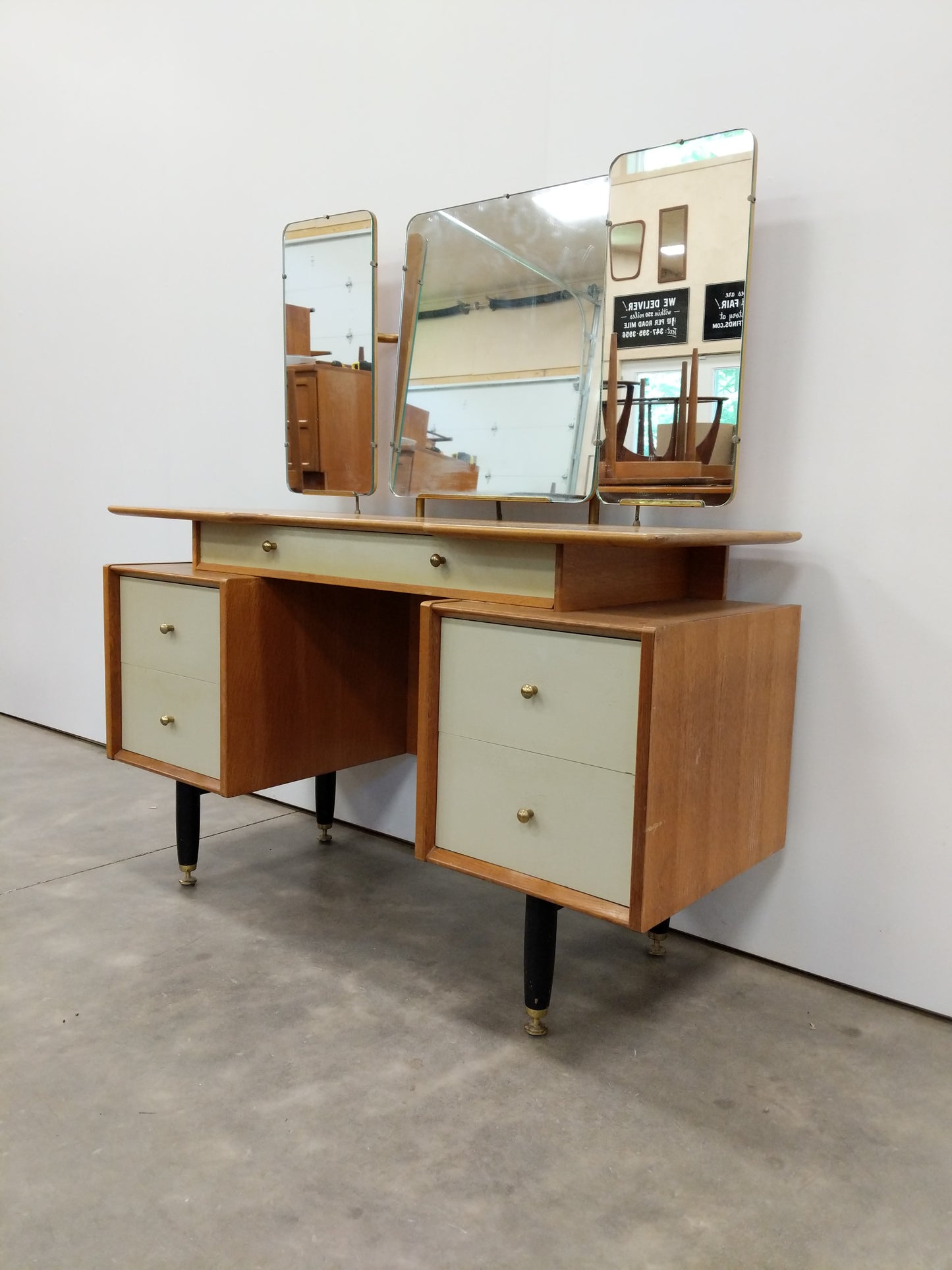 Vintage Mid Century Modern Oak Vanity / Dressing Table by G Plan