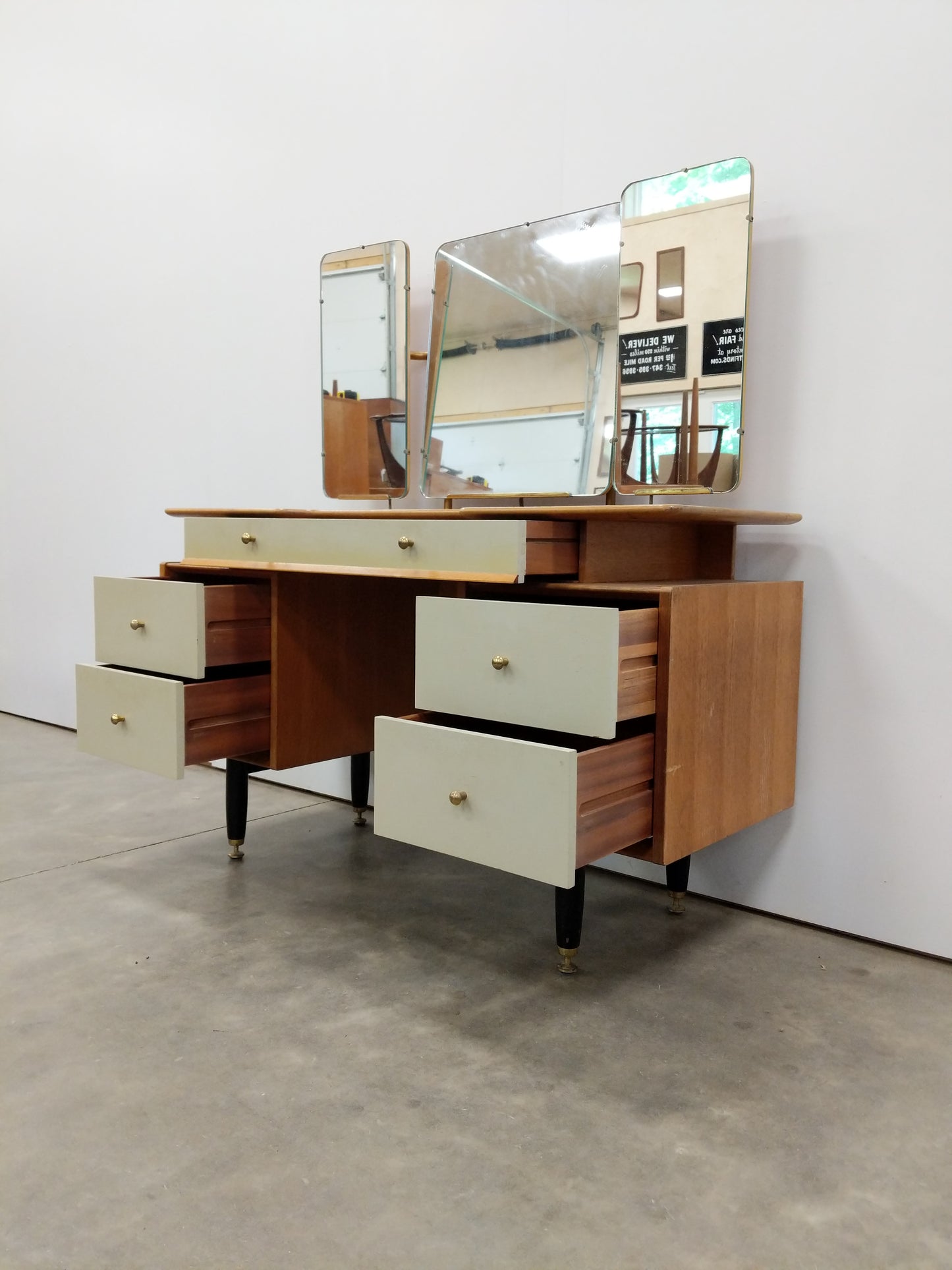 Vintage Mid Century Modern Oak Vanity / Dressing Table by G Plan