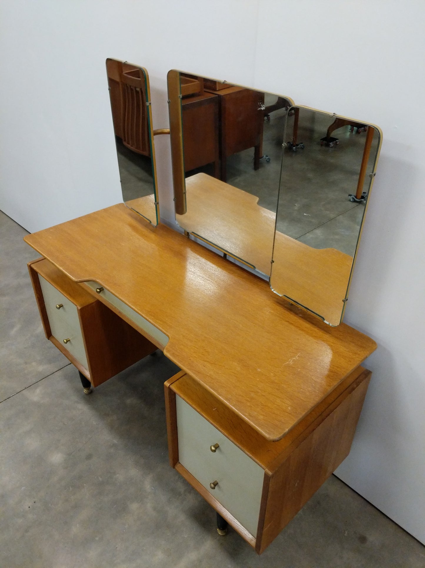 Vintage Mid Century Modern Oak Vanity / Dressing Table by G Plan