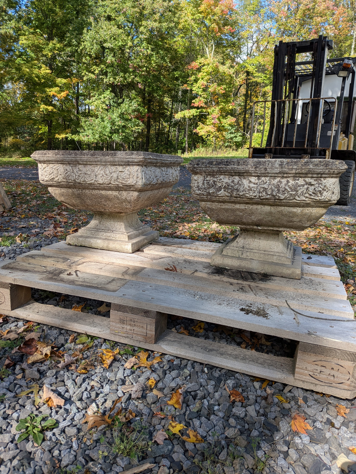 2 British Cast Stone Planters / Jardinieres