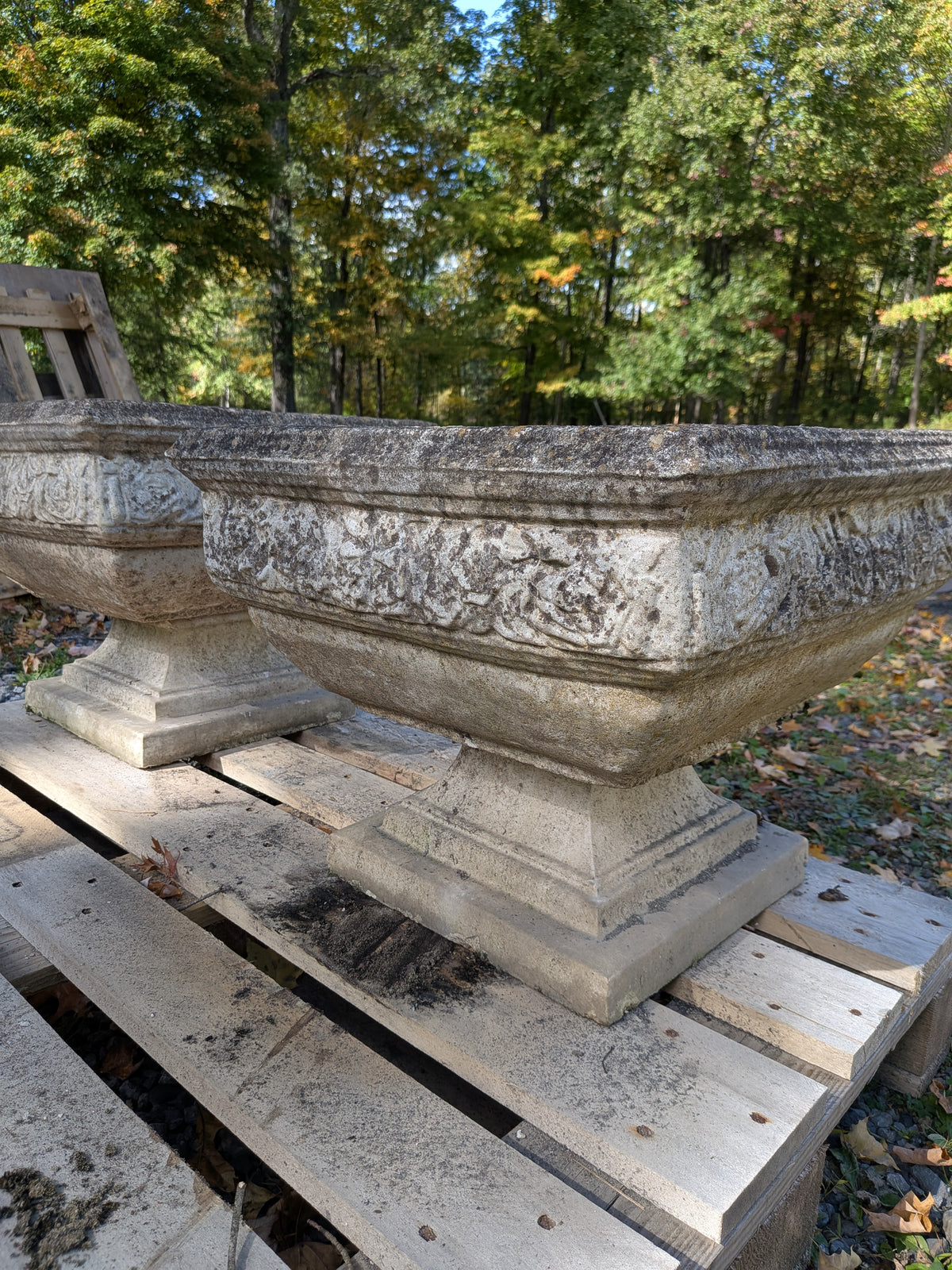 2 British Cast Stone Planters / Jardinieres
