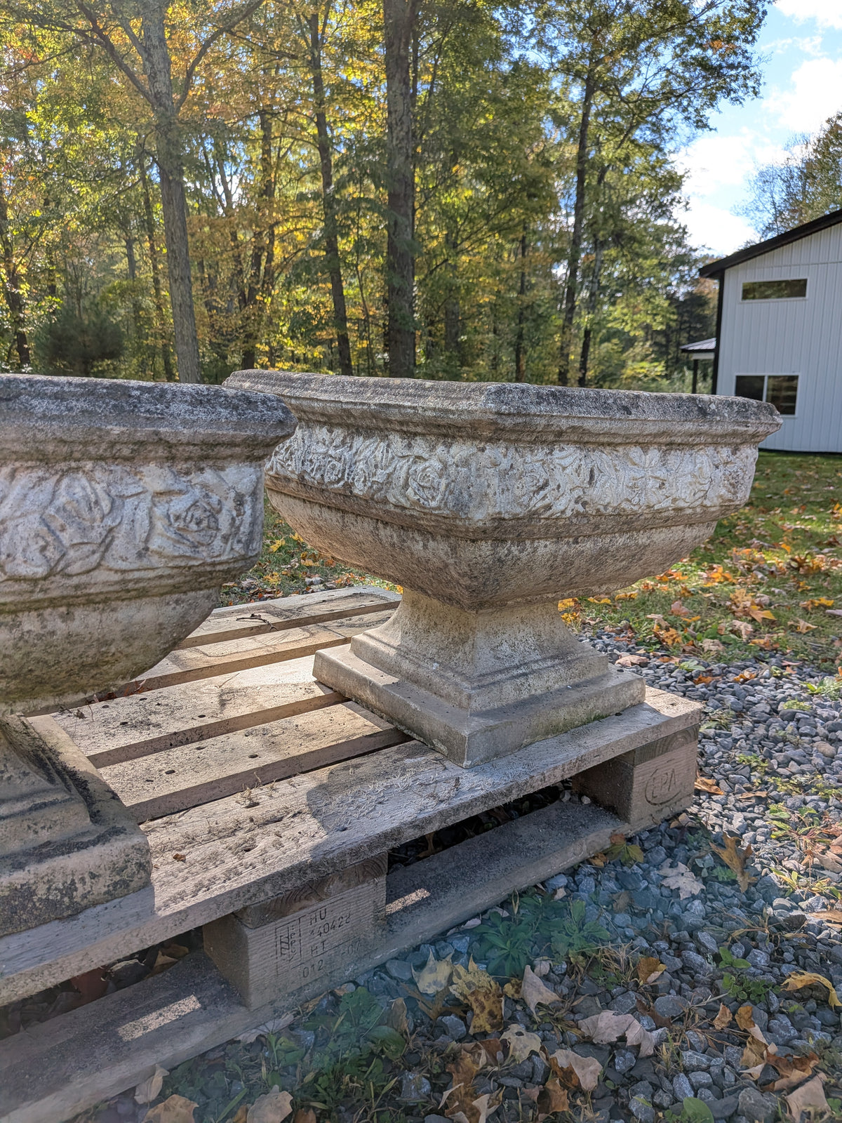 2 British Cast Stone Planters / Jardinieres